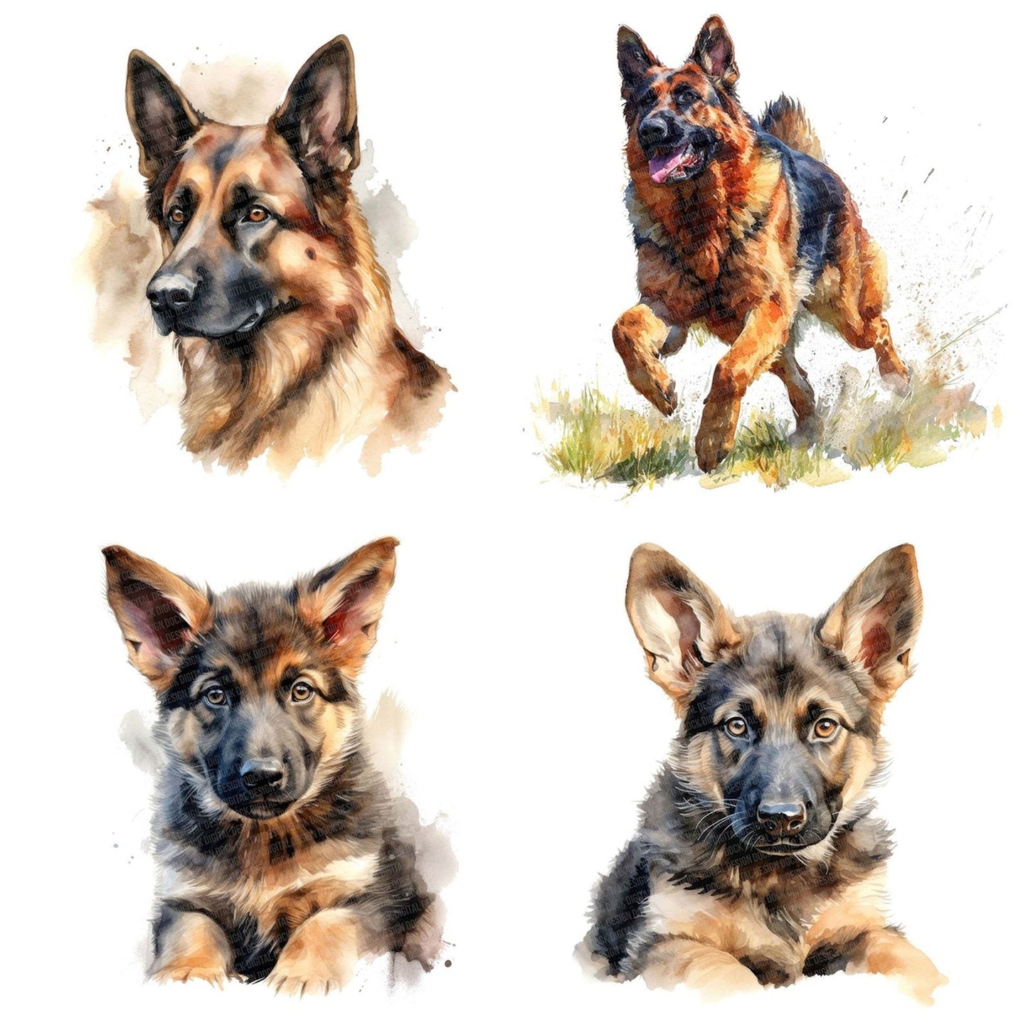 Watercolour German Shepherd Clipart Set (DDD007139)
