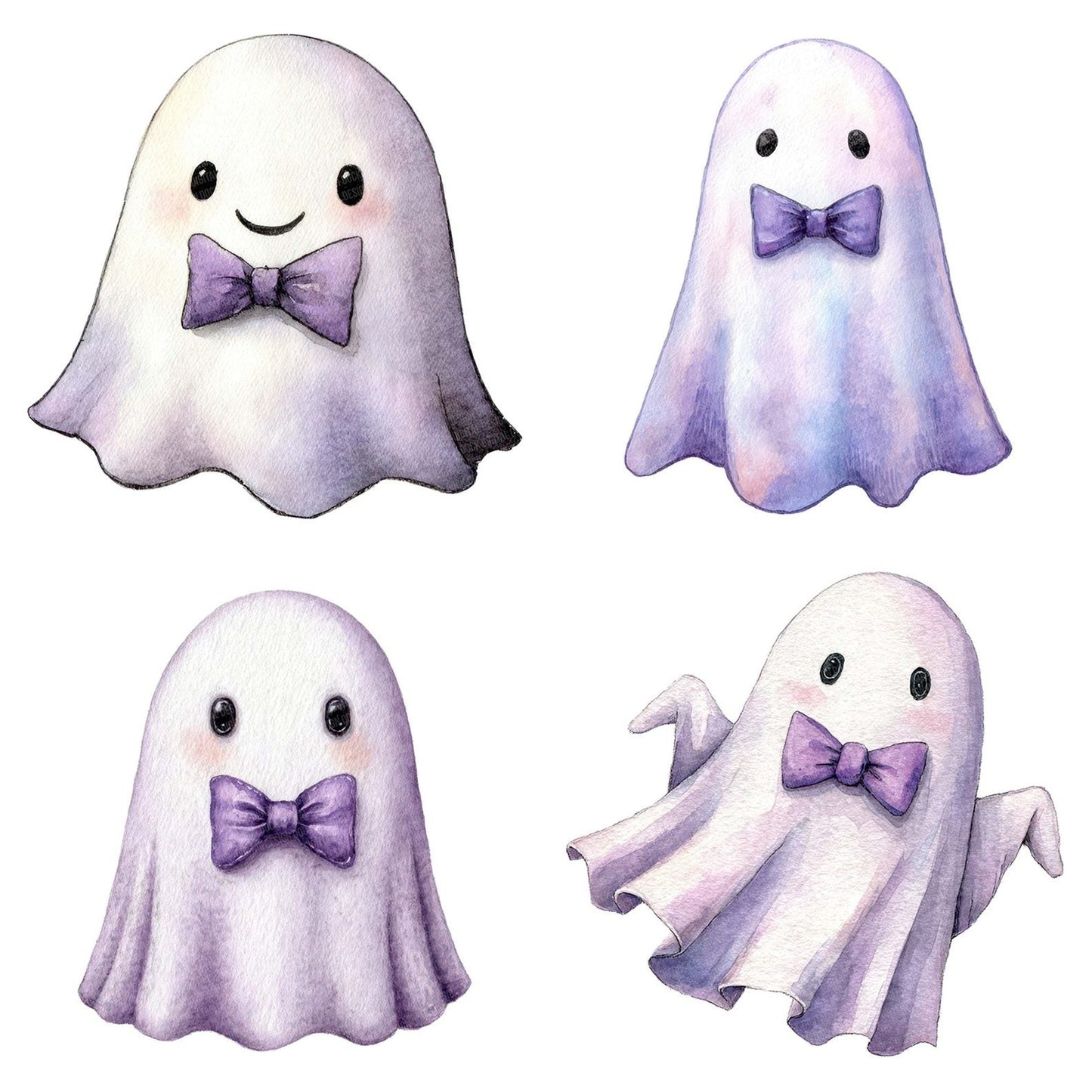 Watercolour Ghost Bow Tie Clipart Set (DDD007140)
