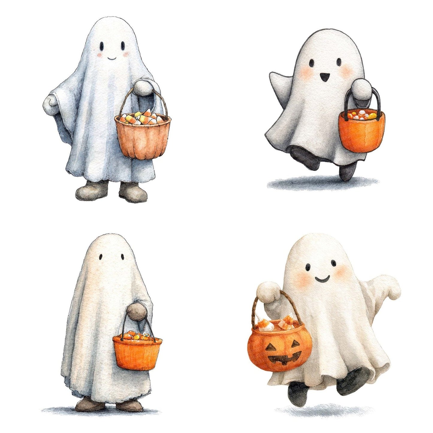 Watercolour Ghost Candy Clipart Set (DDD007141)