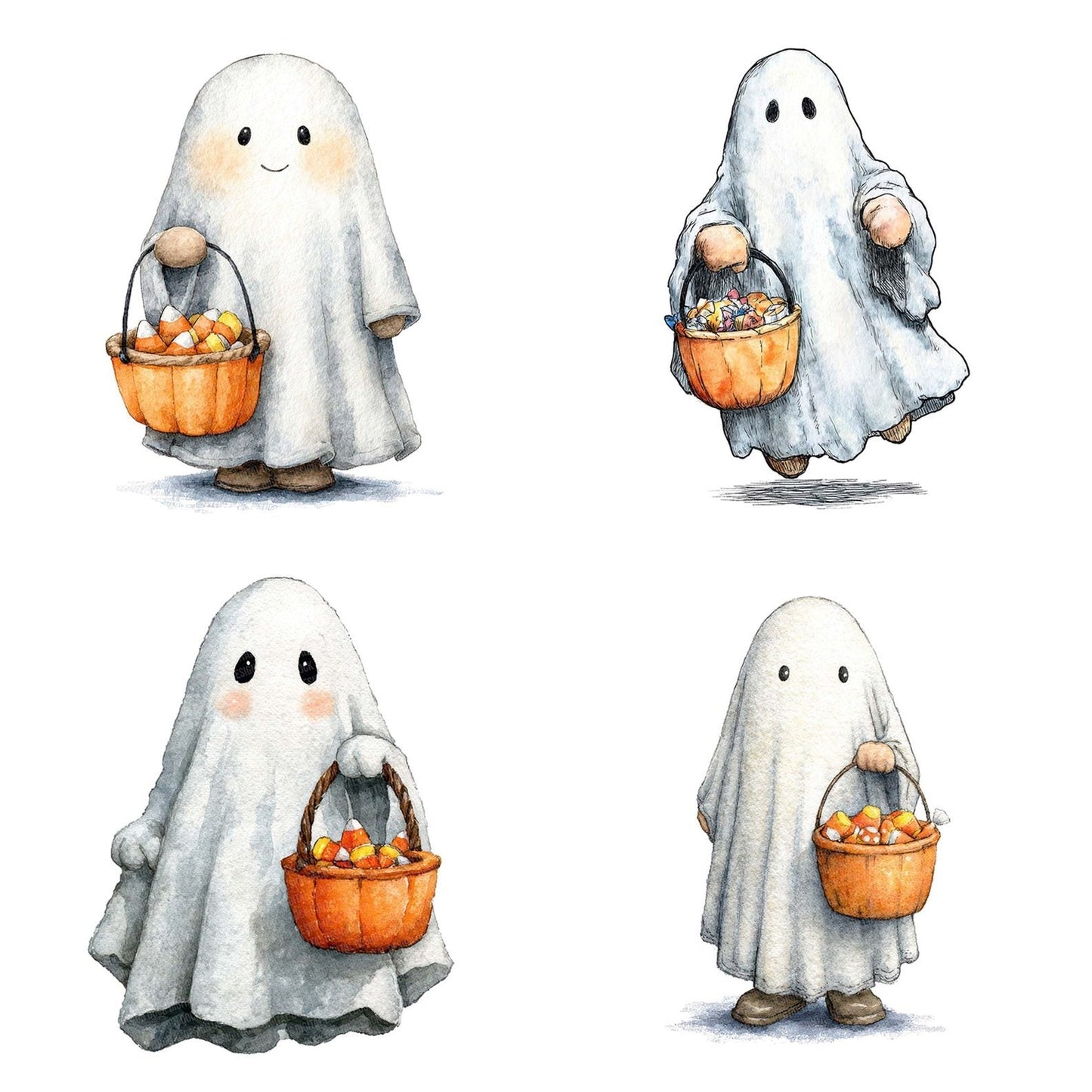 Watercolour Ghost Candy Clipart Set (DDD007141)
