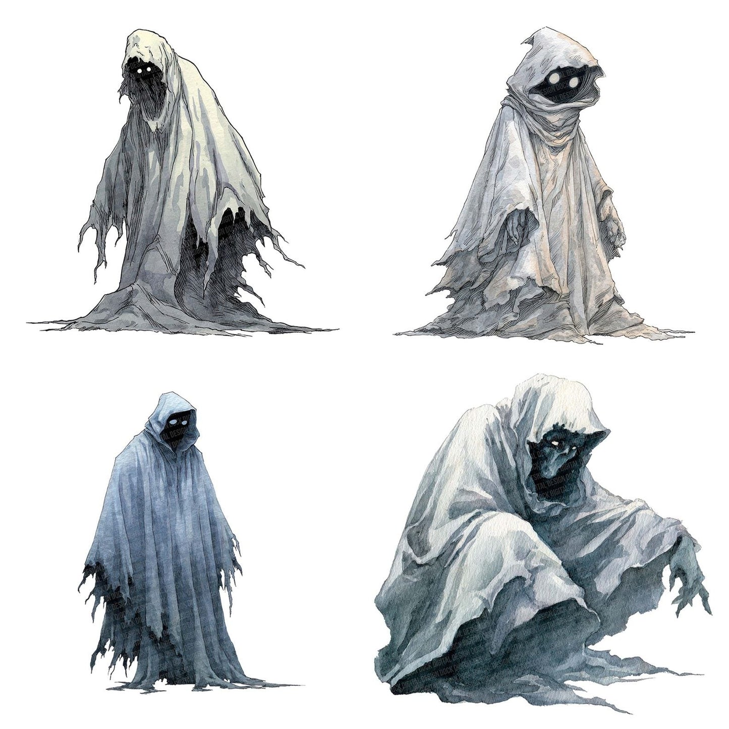 Watercolour Ghoul Cloak Clipart Set (DDD007142)