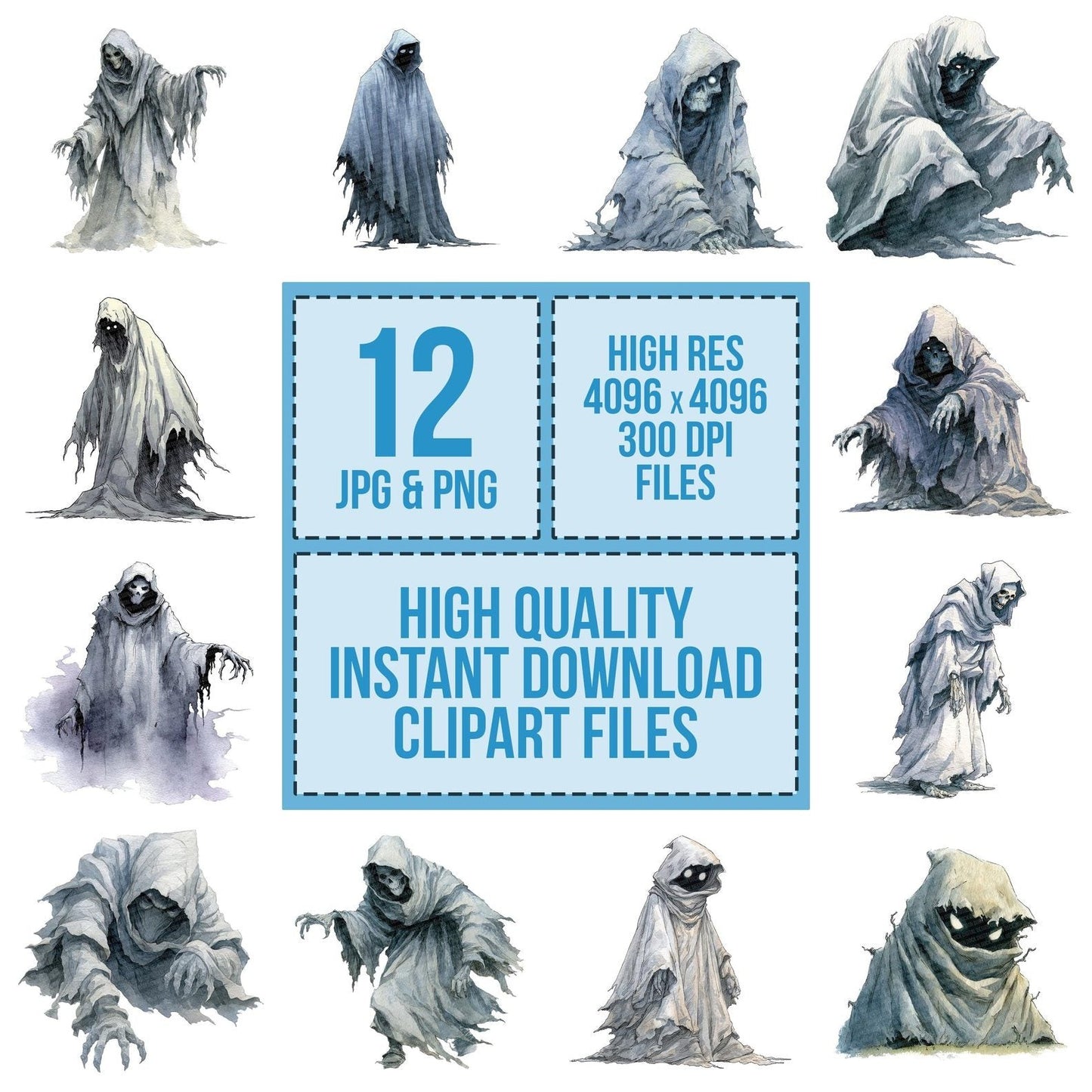 Watercolour Ghoul Cloak Clipart Set (DDD007142)