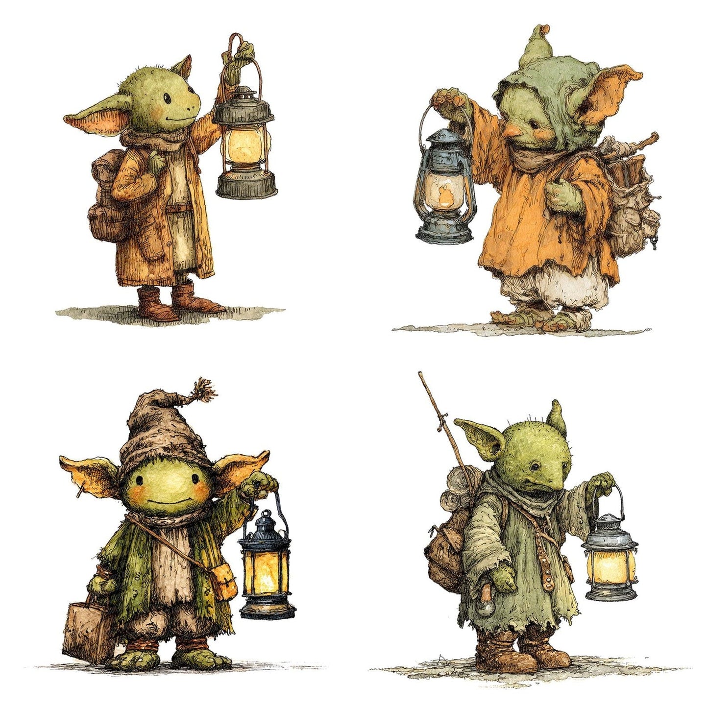 Watercolour Goblin Lantern Clipart Set (DDD007143)