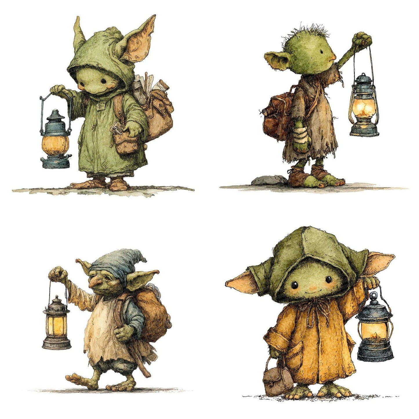 Watercolour Goblin Lantern Clipart Set (DDD007143)