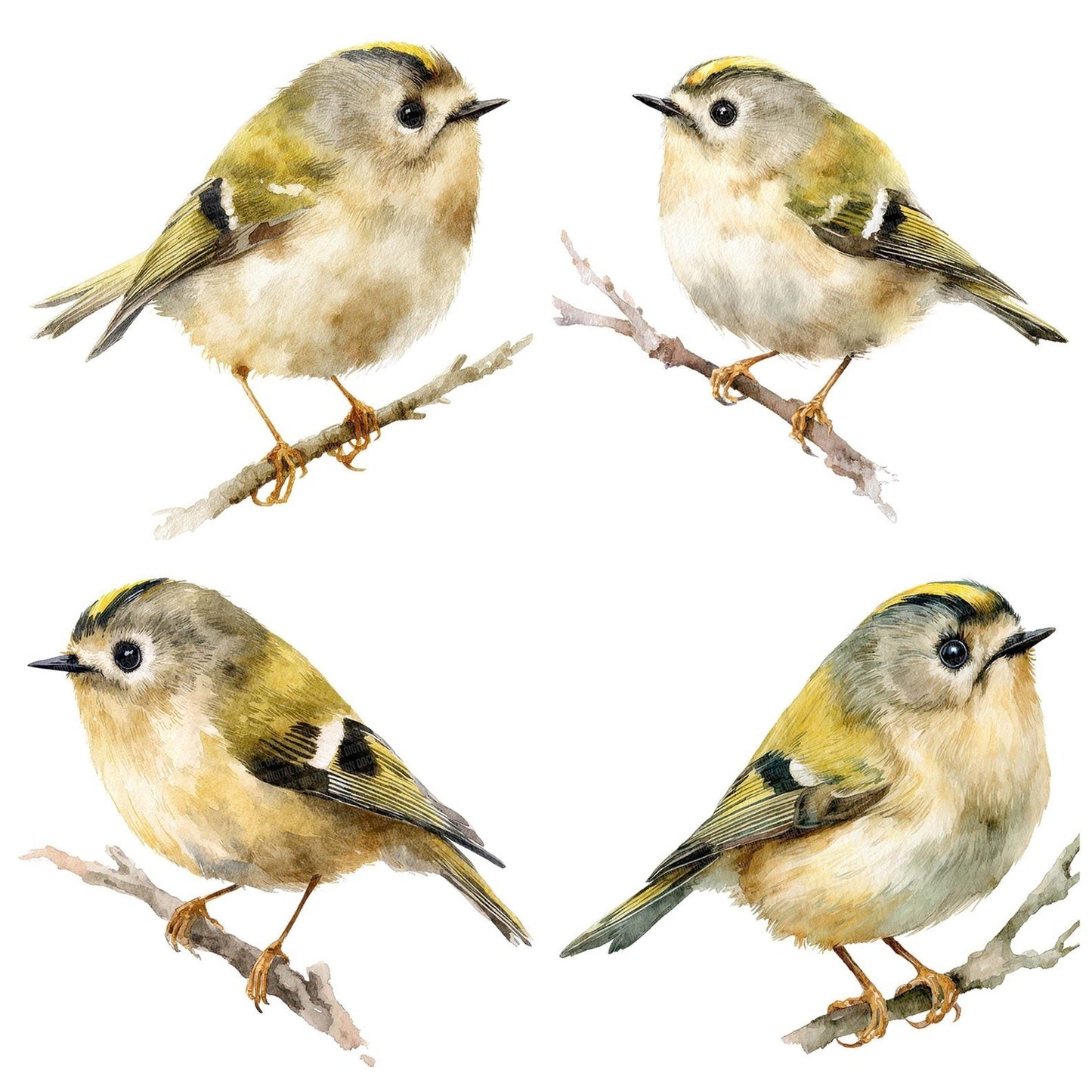 Watercolour Goldcrest Bird Clipart Set (DDD007144)