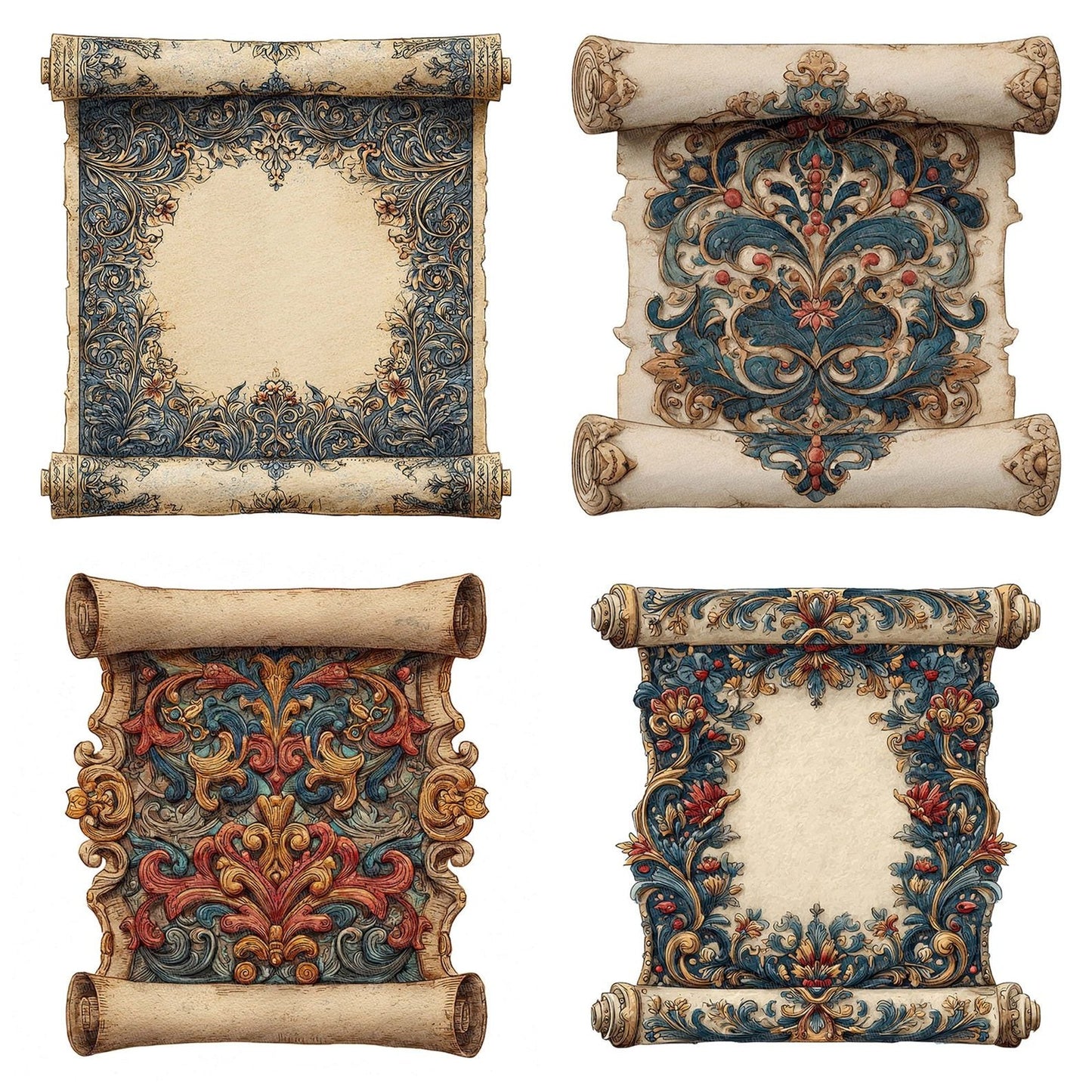 Watercolour Gothic Medieval Scroll Clipart Set (DDD007148)