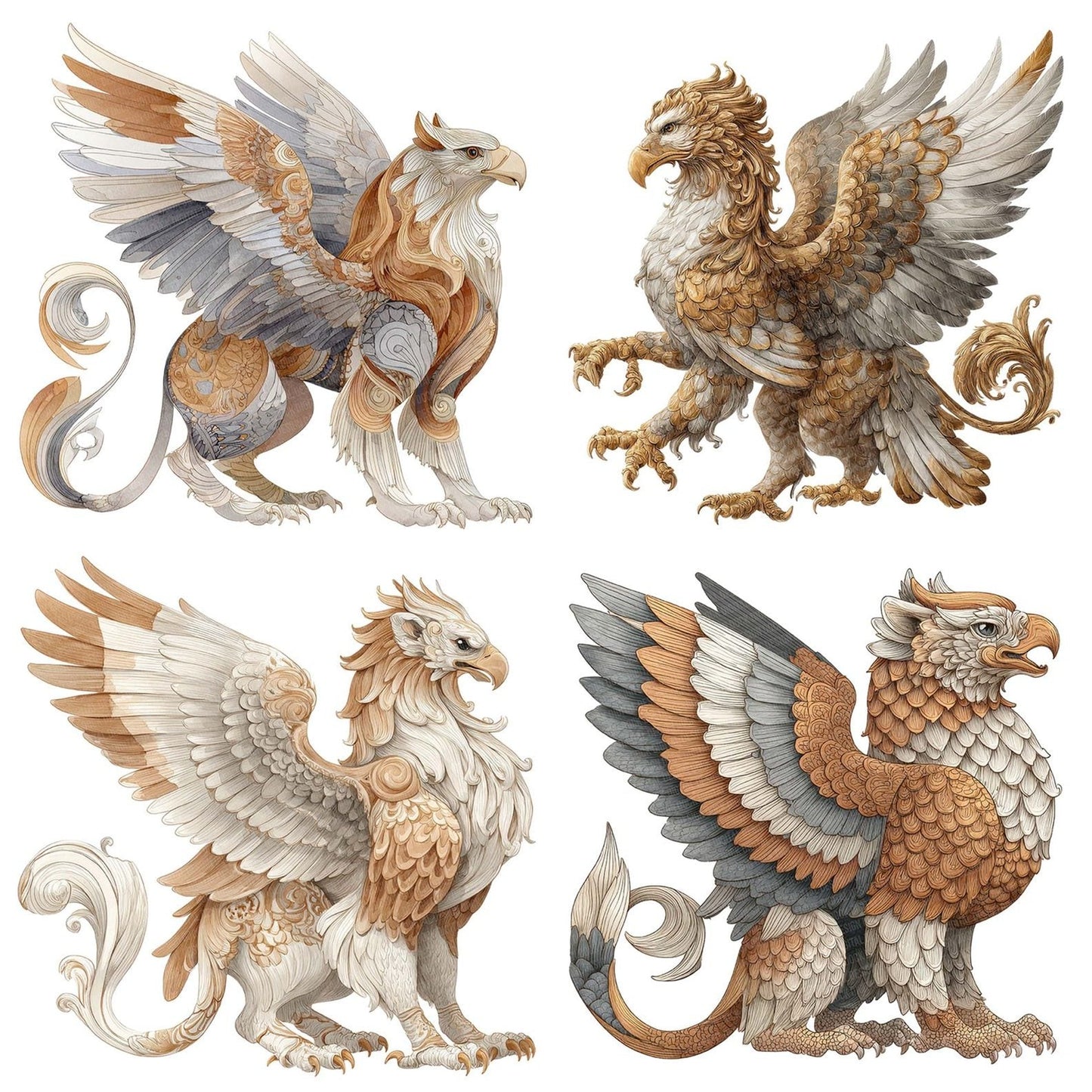 Watercolour Griffin Clipart Set (DDD007154)