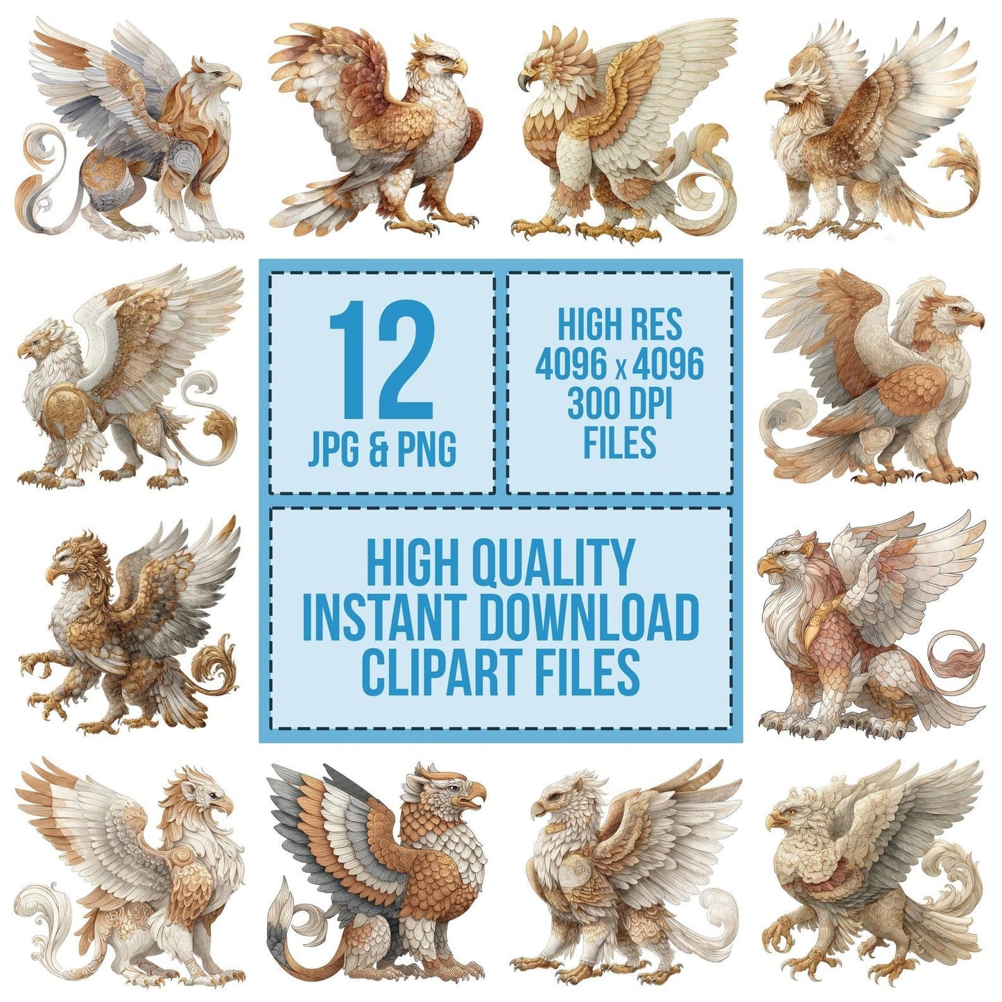 Watercolour Griffin Clipart Set (DDD007154)