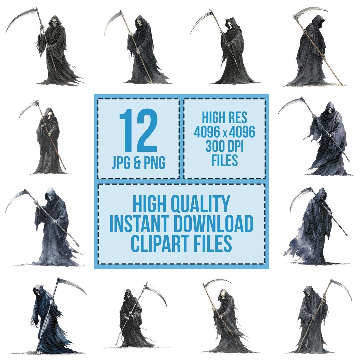 Watercolour Grim Reaper Clipart Set (DDD007155)