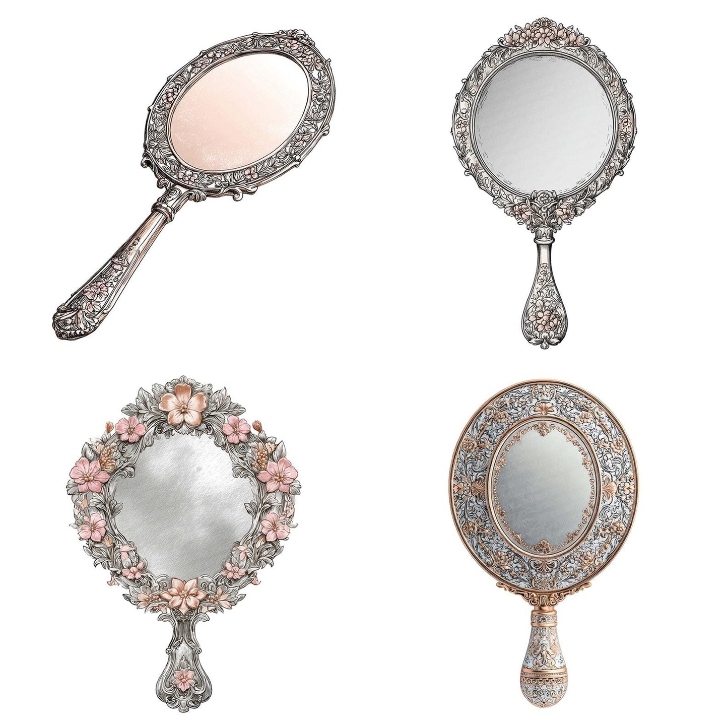 Watercolour Hand Mirror Clipart Set (DDD007157)