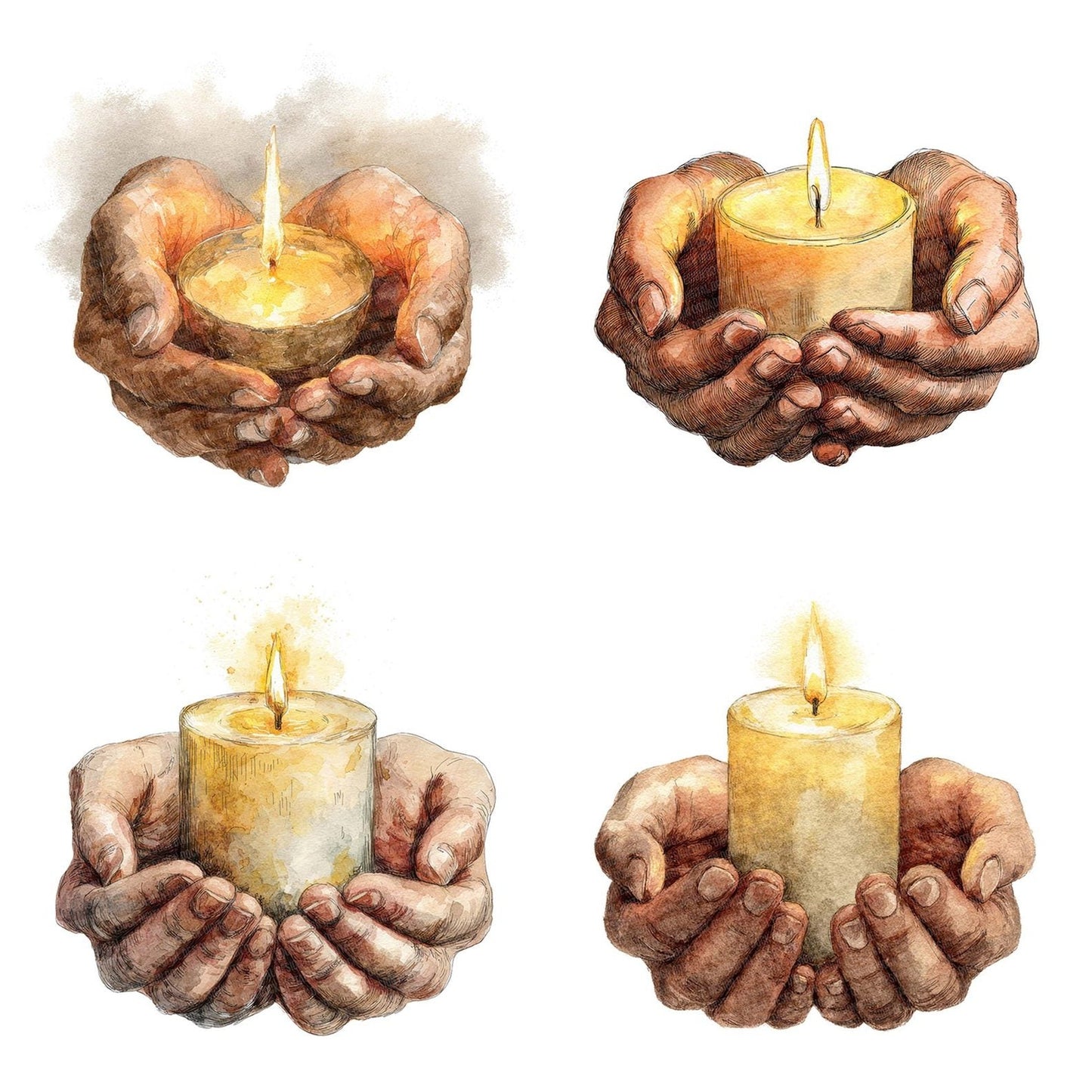 Watercolour Hands with Candle Clipart Set (DDD007160)
