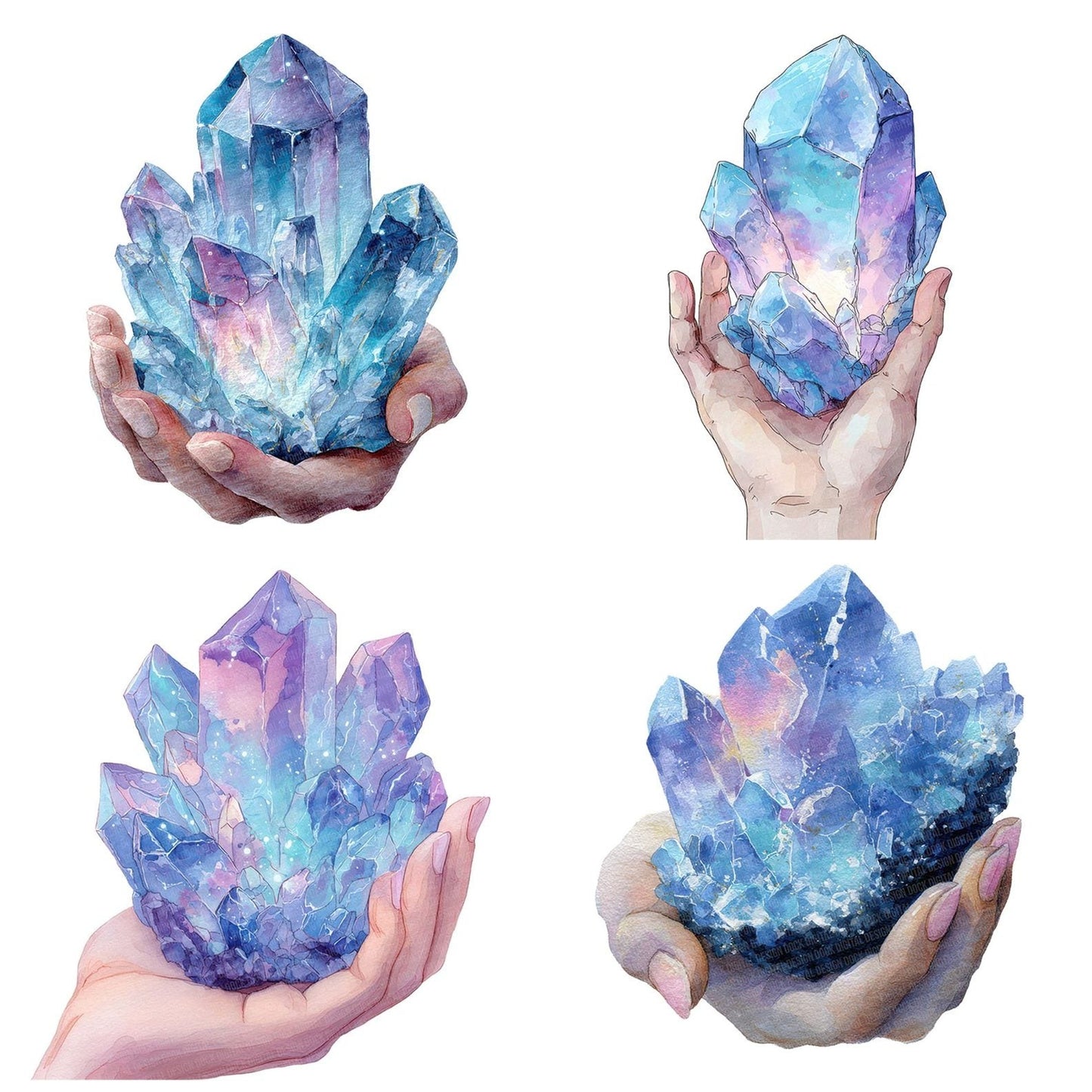 Watercolour Hands with Crystal Clipart Set (DDD007161)