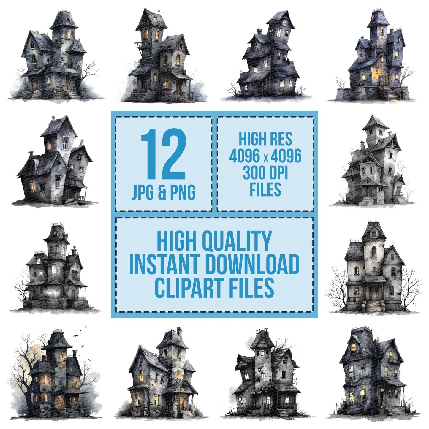 Watercolour Haunted House Clipart Set (DDD007163)