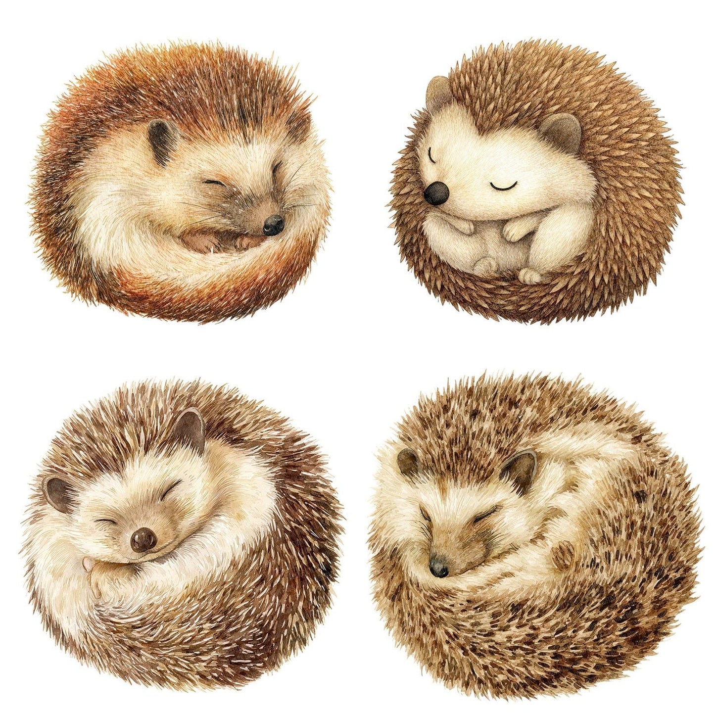 Watercolour Hedgehog Curl Clipart Set (DDD007169)