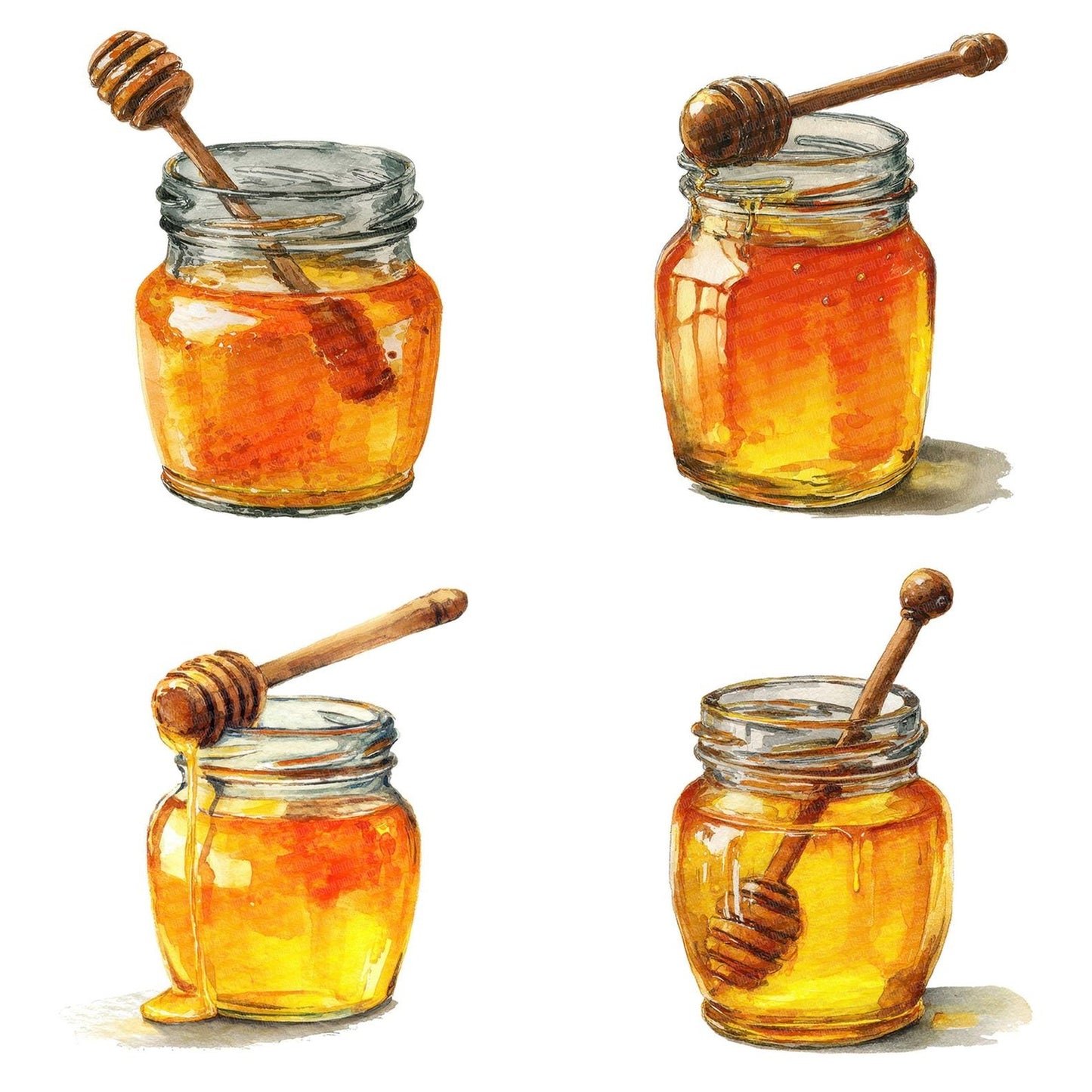 Watercolour Honey Jar Clipart Set (DDD007173)