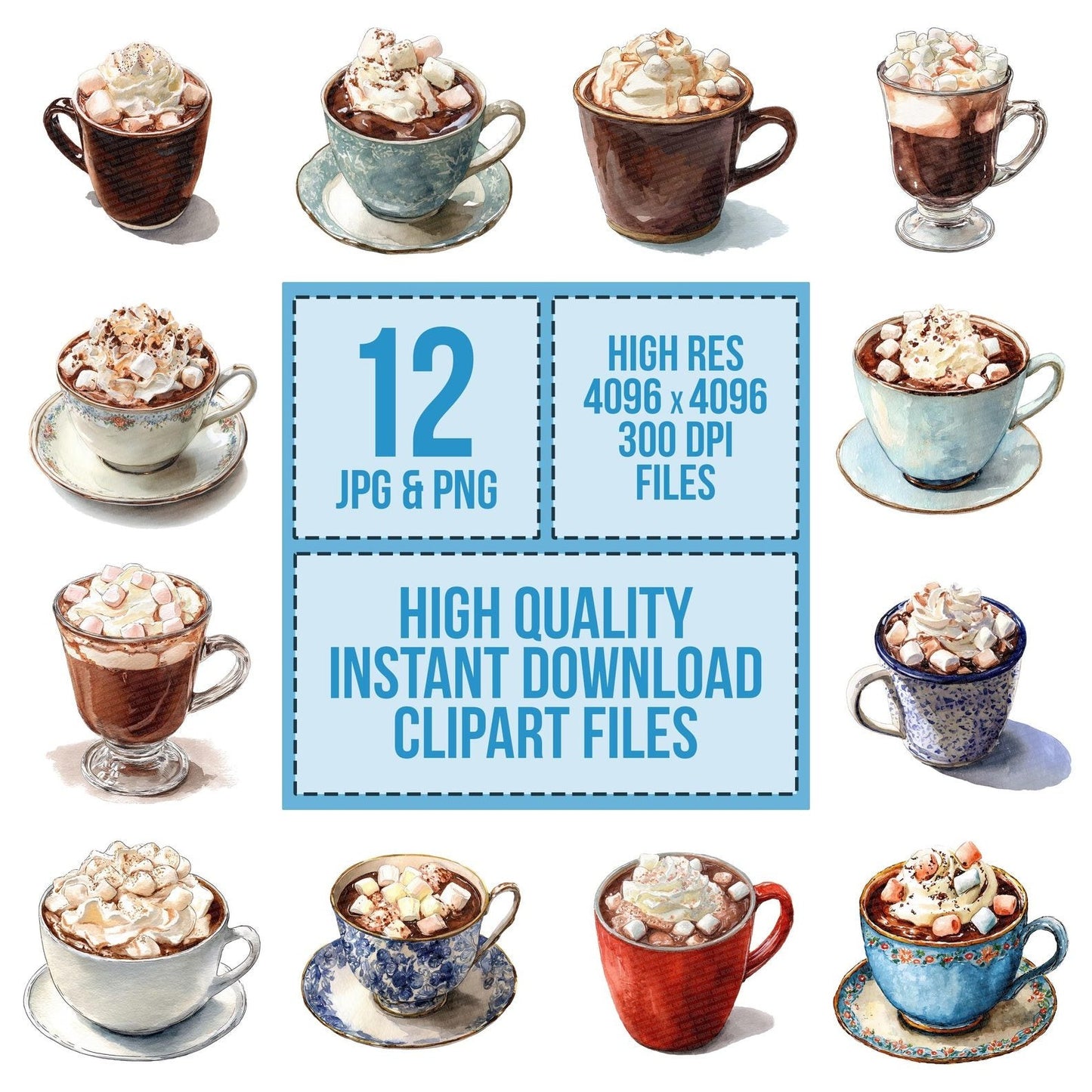 Watercolour Hot Chocolate Clipart Set (DDD007175)