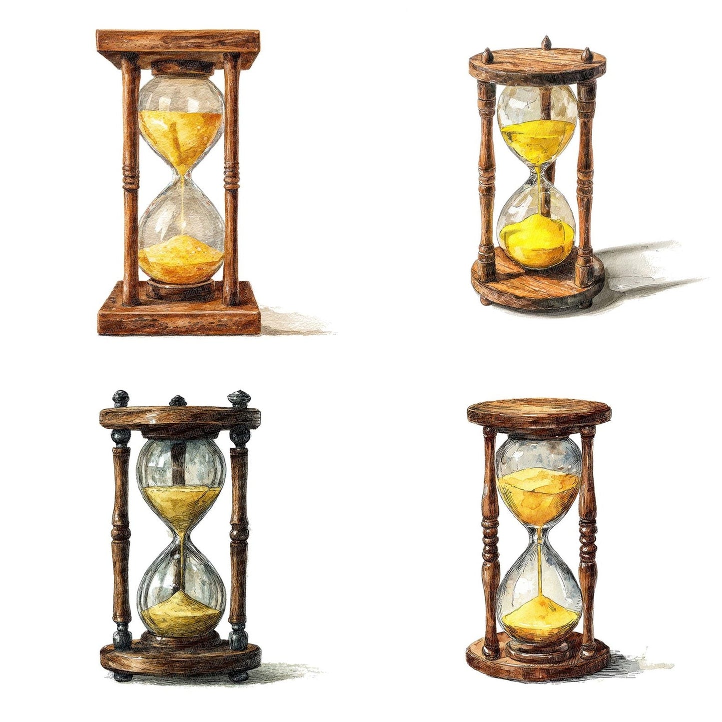 Watercolour Hourglass Timer Clipart Set (DDD007176)