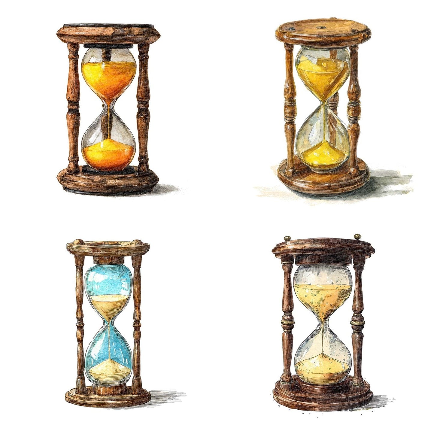 Watercolour Hourglass Timer Clipart Set (DDD007176)