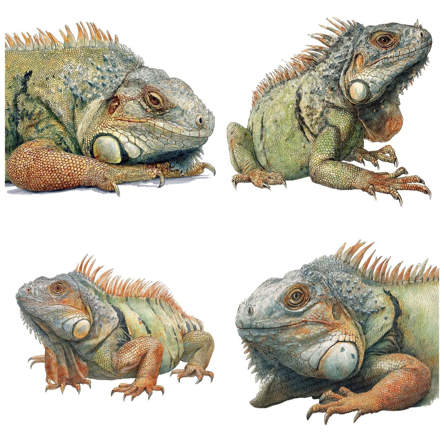 Watercolour Iguana Clipart Set (DDD007178)