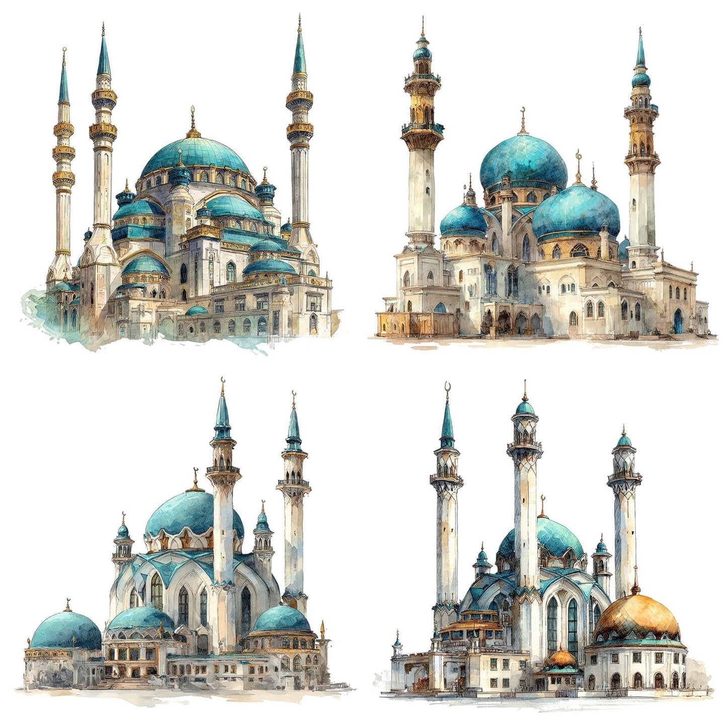 Watercolour Islamic Mosque Clipart Set (DDD007179)