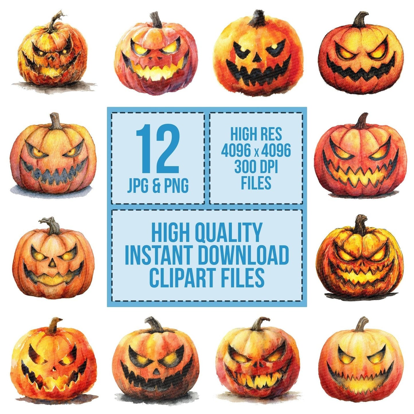 Watercolour Jack O Lantern Clipart Set (DDD007180)