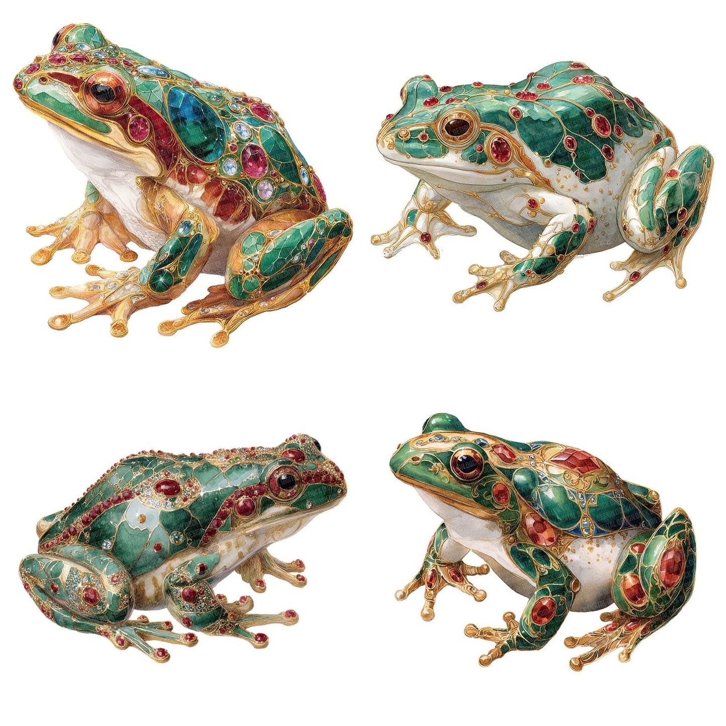 Watercolour Jewelled Frog Clipart Set (DDD007185)