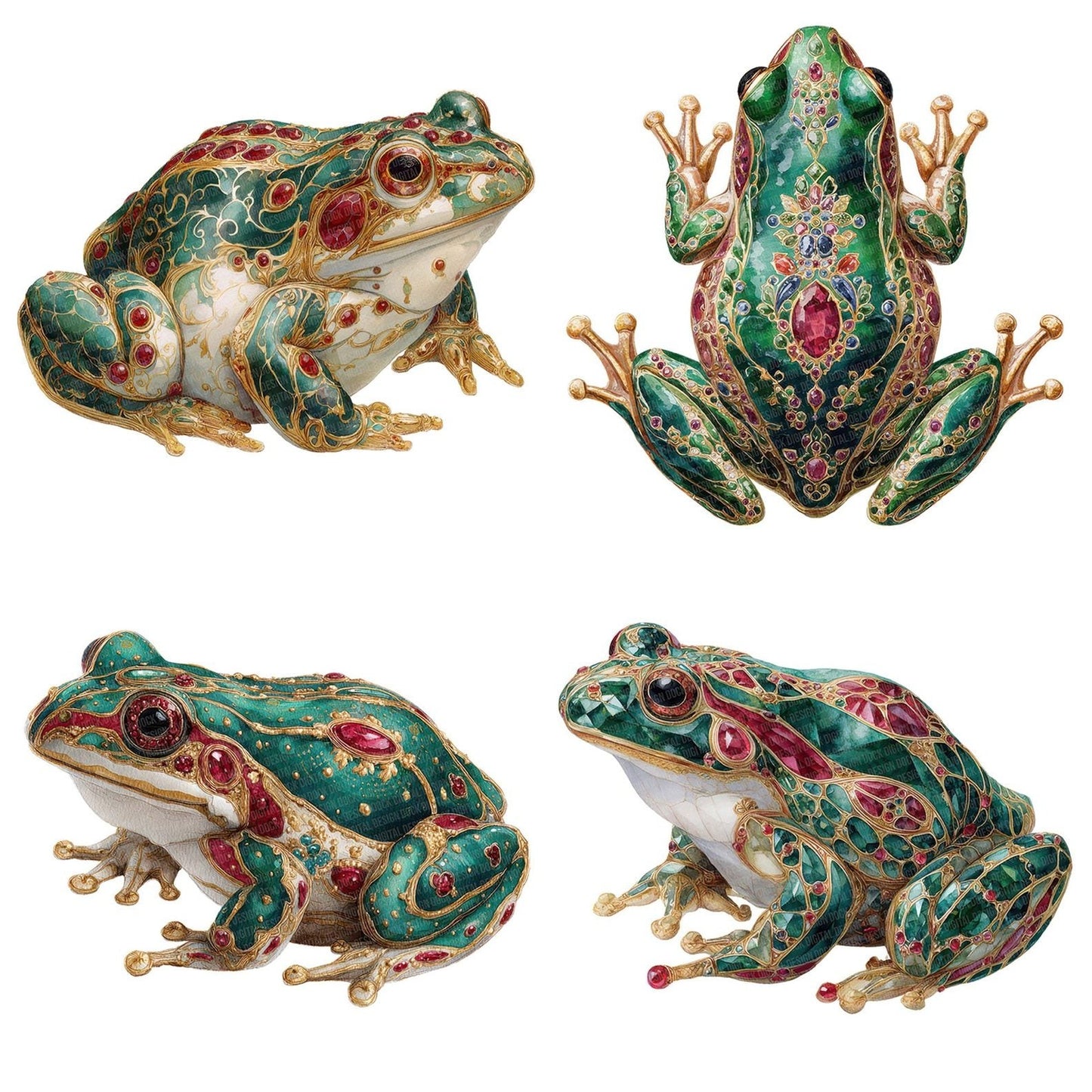 Watercolour Jewelled Frog Clipart Set (DDD007185)
