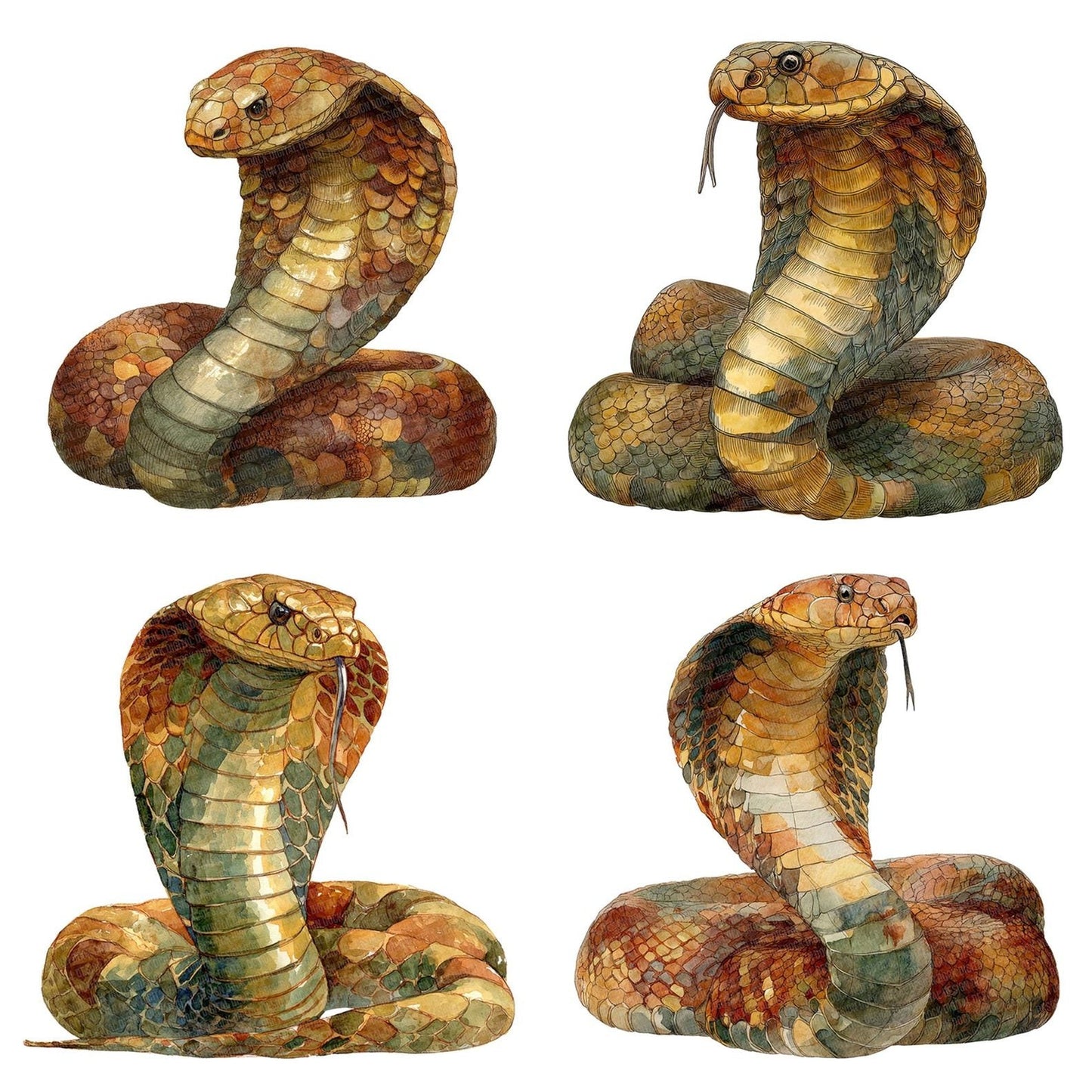 Watercolour King Cobra Clipart Set (DDD007189)
