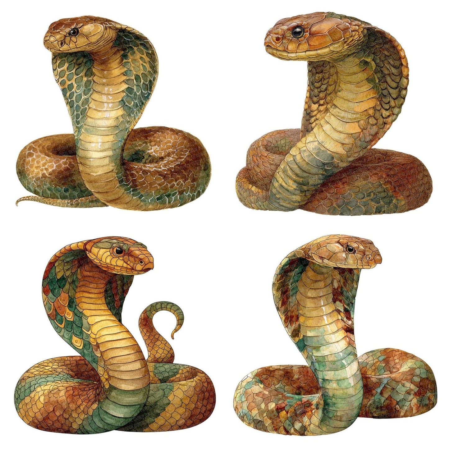 Watercolour King Cobra Clipart Set (DDD007189)