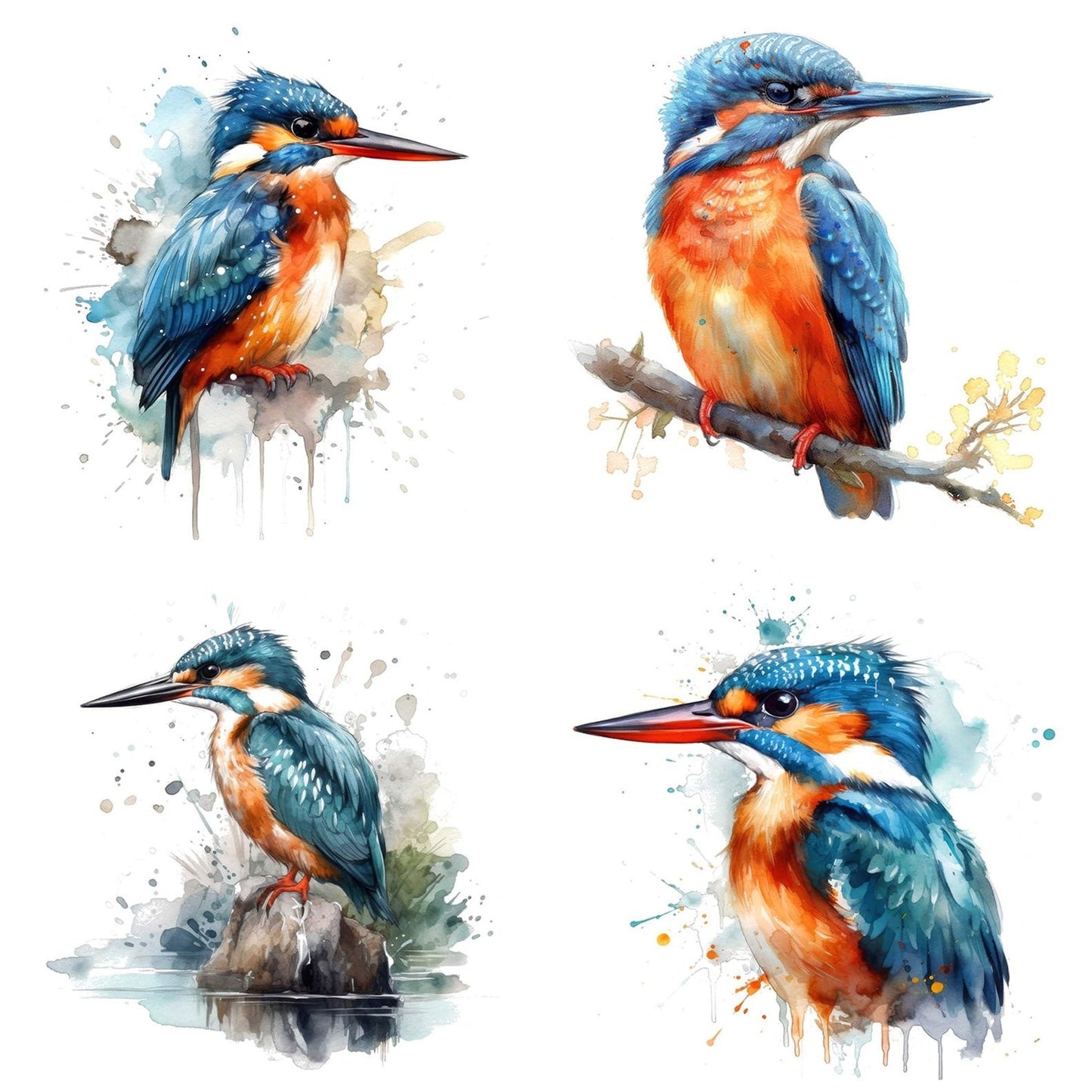 Watercolour Kingfisher Clipart Set (DDD007190)