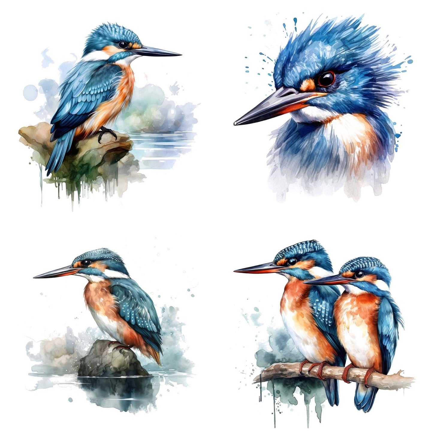 Watercolour Kingfisher Clipart Set (DDD007190)