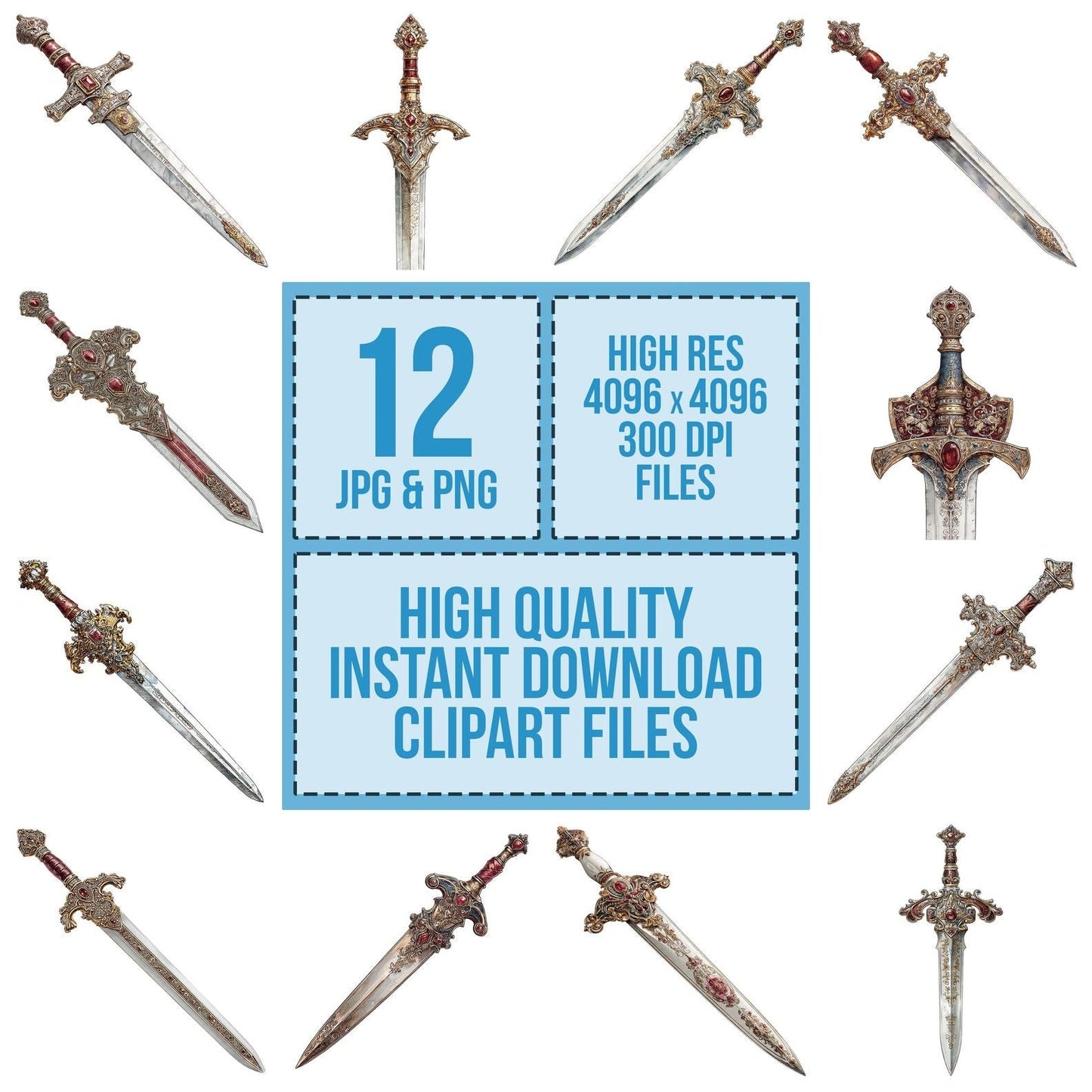 Watercolour Knight Sword Clipart Set (DDD007193)