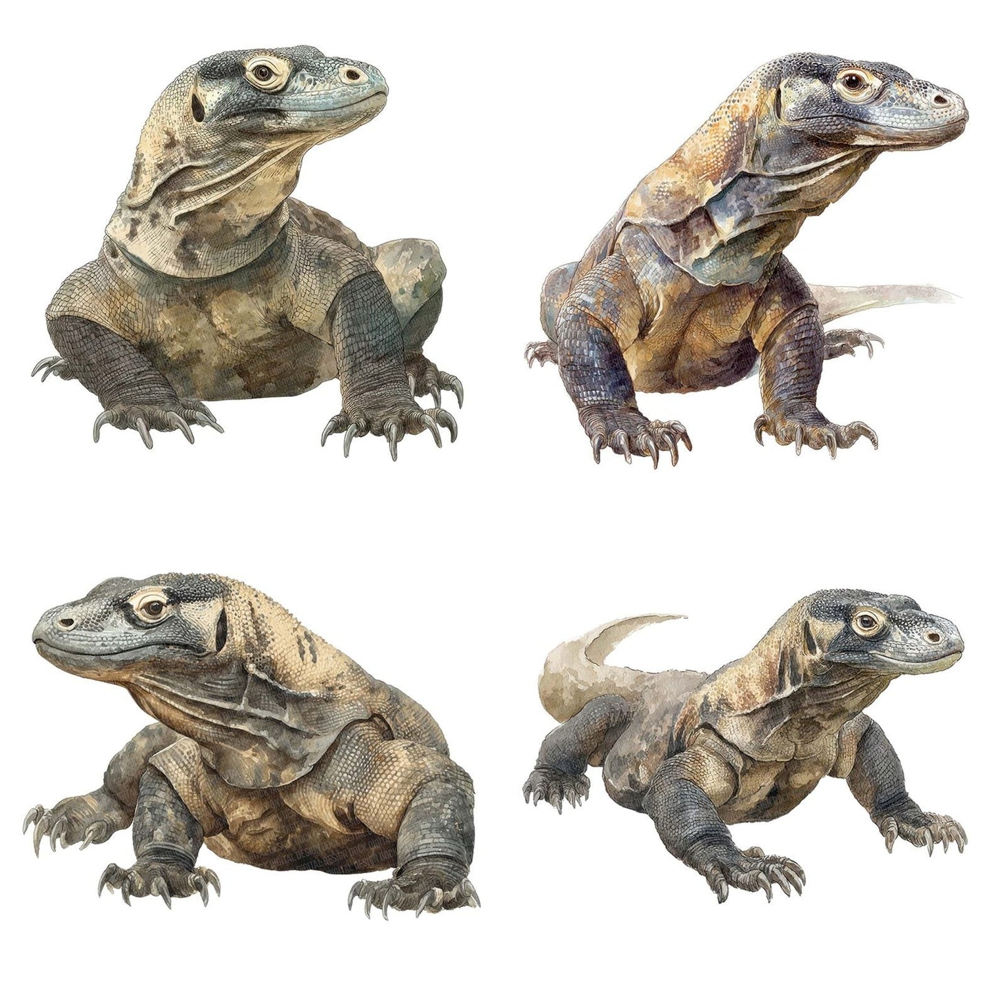 Watercolour Komodo Dragon Clipart Set (DDD007195)