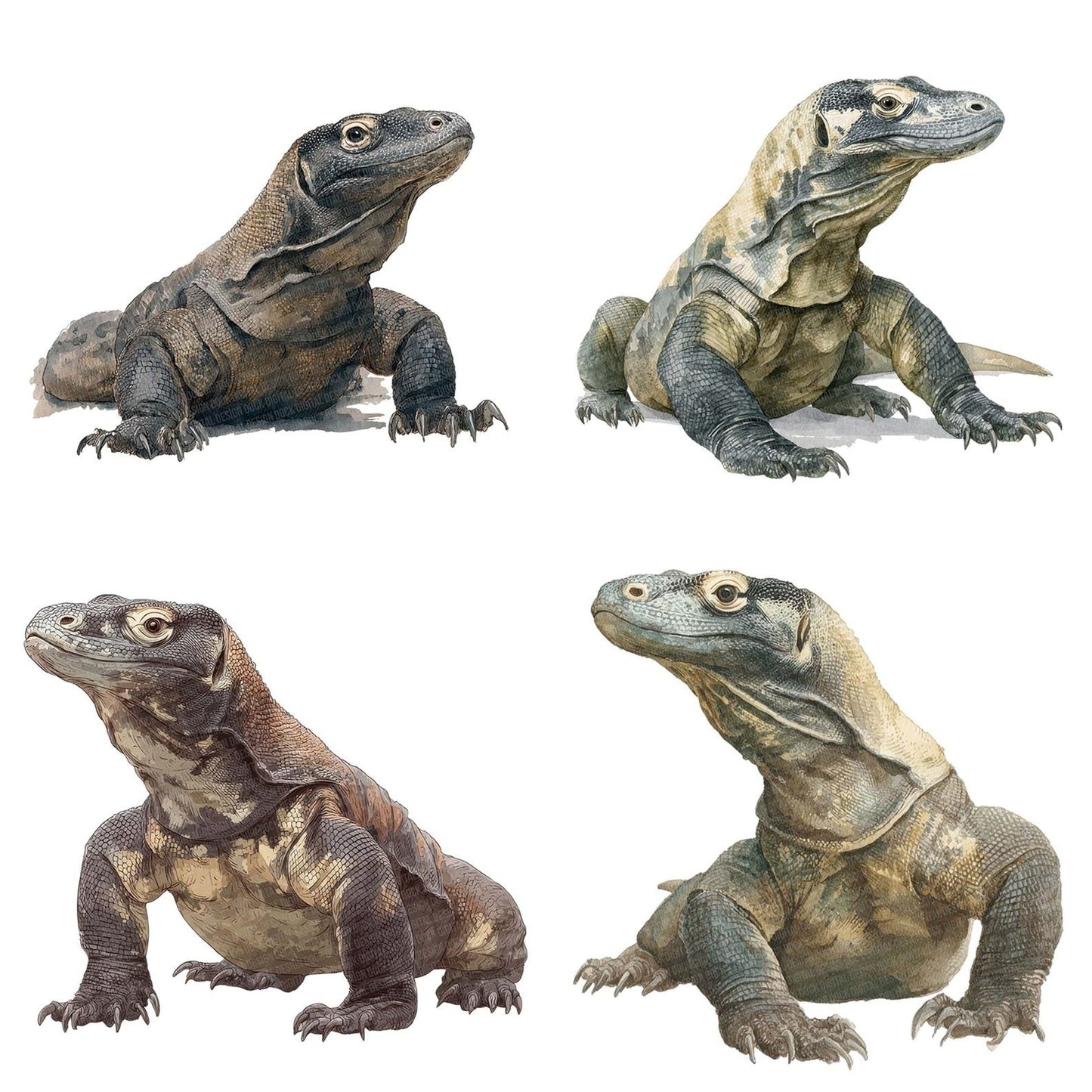 Watercolour Komodo Dragon Clipart Set (DDD007195)