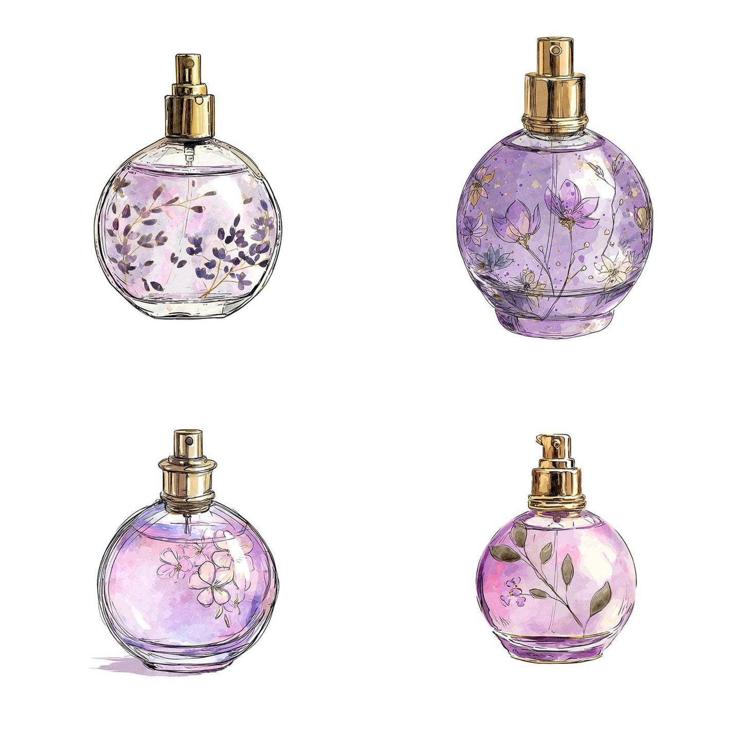 Watercolour Lavender Perfume Clipart Set (DDD007196)