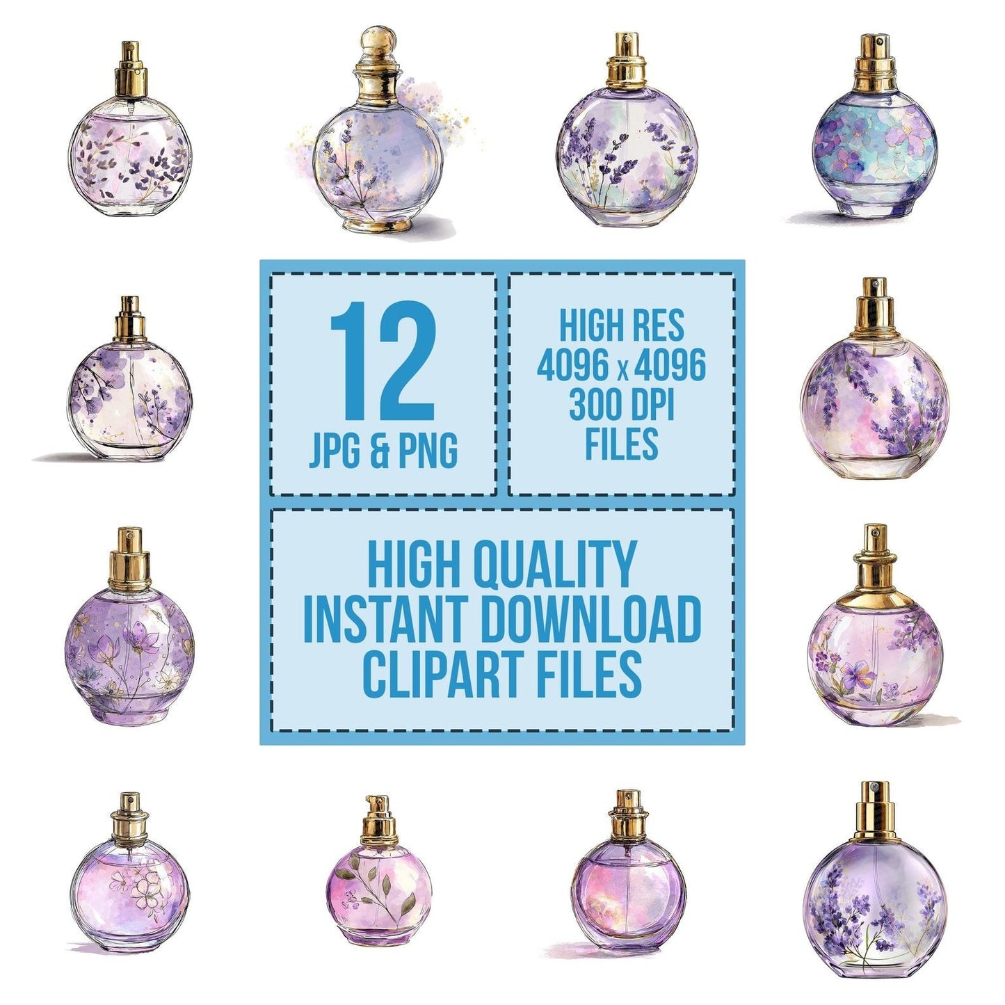 Watercolour Lavender Perfume Clipart Set (DDD007196)