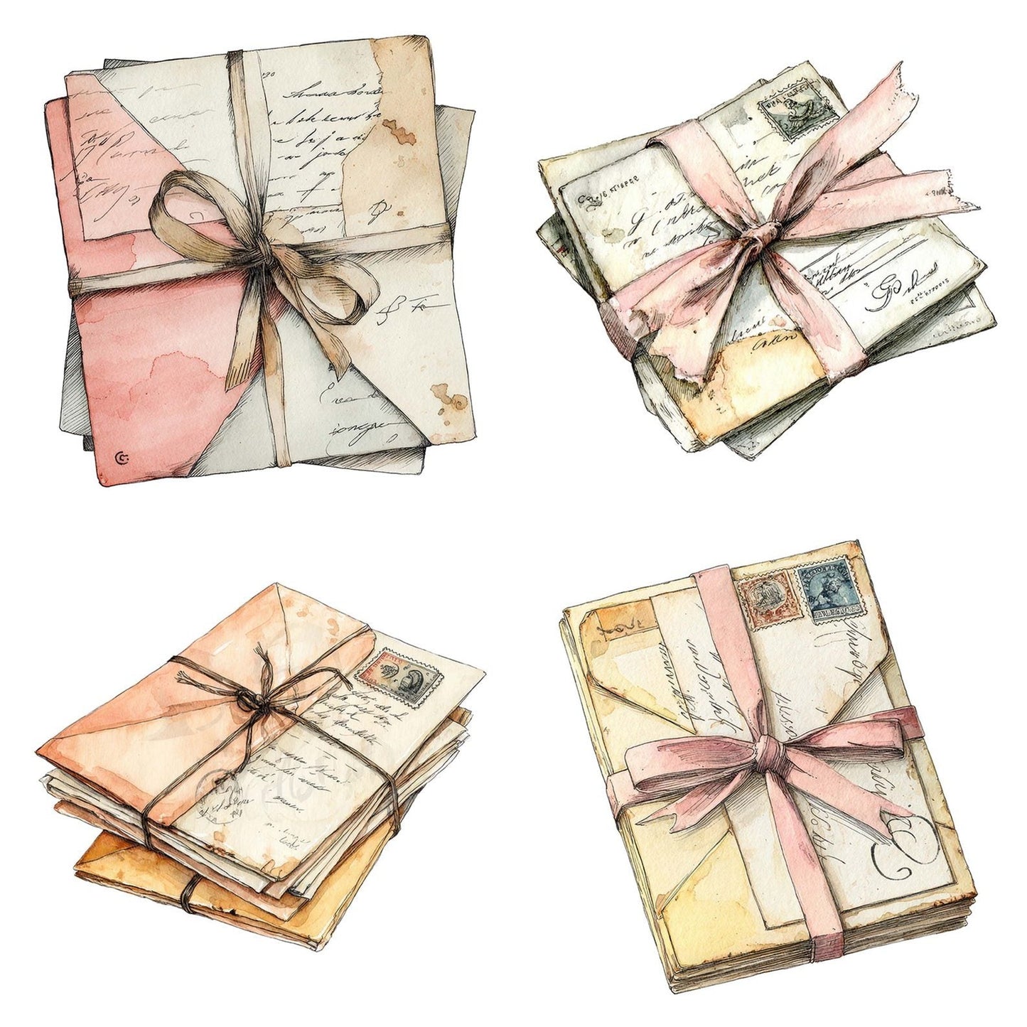 Watercolour Letter Bundle Clipart Set (DDD007197)
