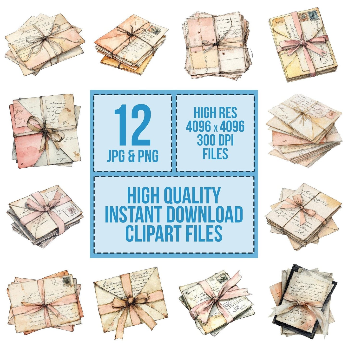 Watercolour Letter Bundle Clipart Set (DDD007197)