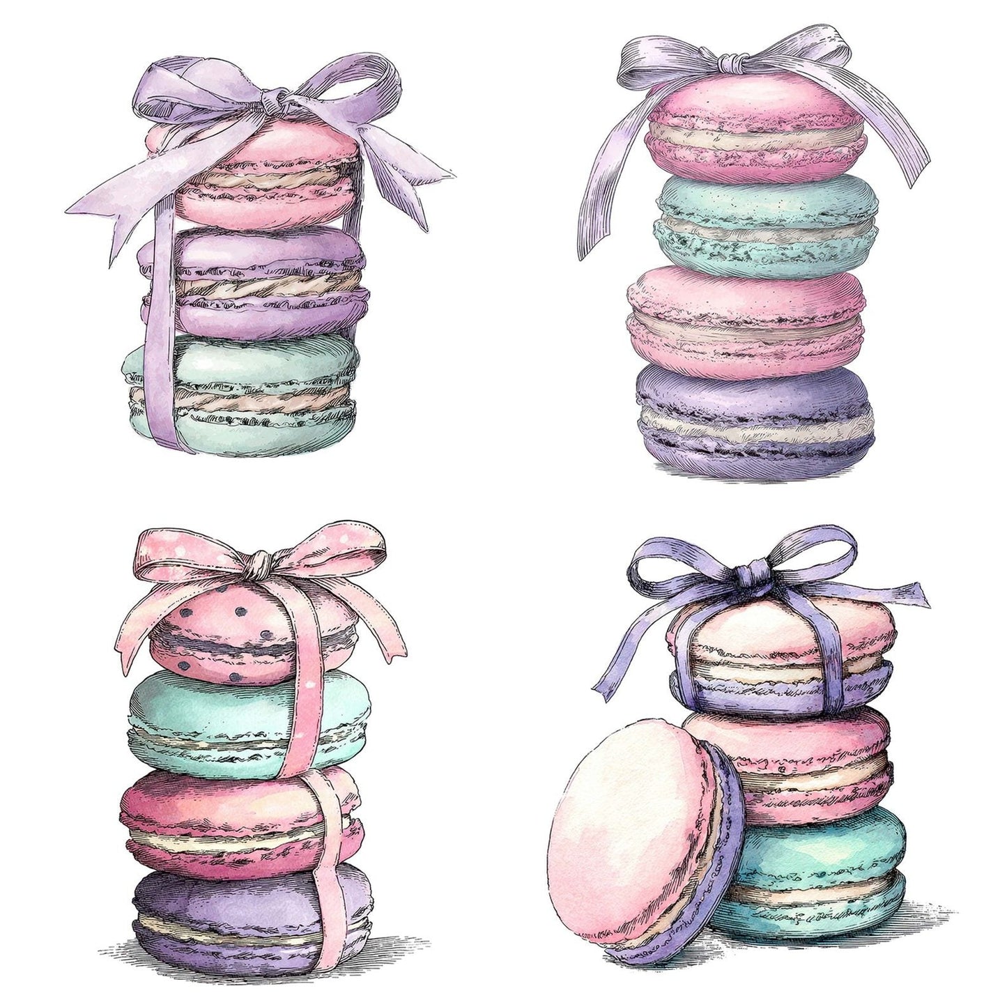 Watercolour Macaron Stack Clipart Set (DDD007199)