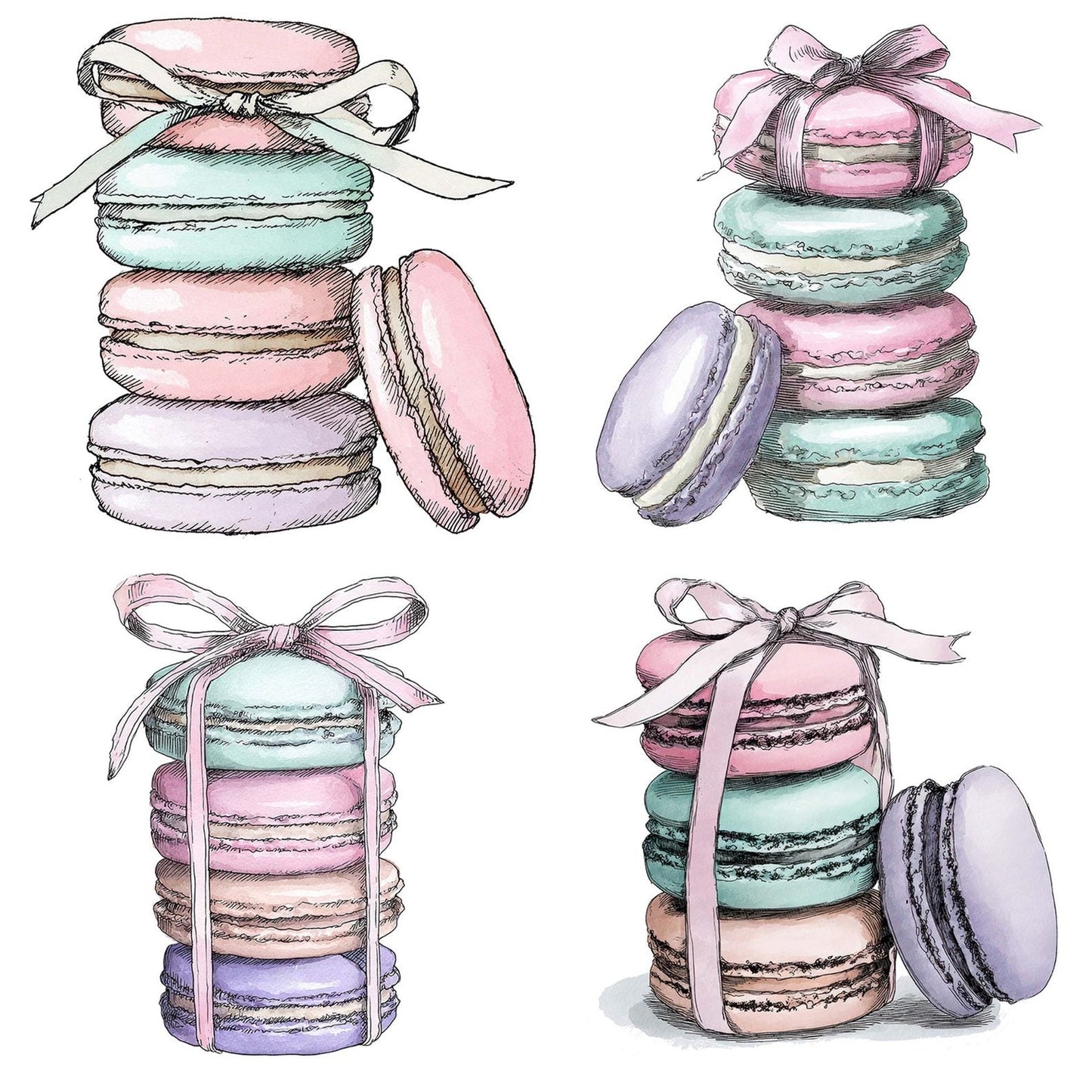 Watercolour Macaron Stack Clipart Set (DDD007199)