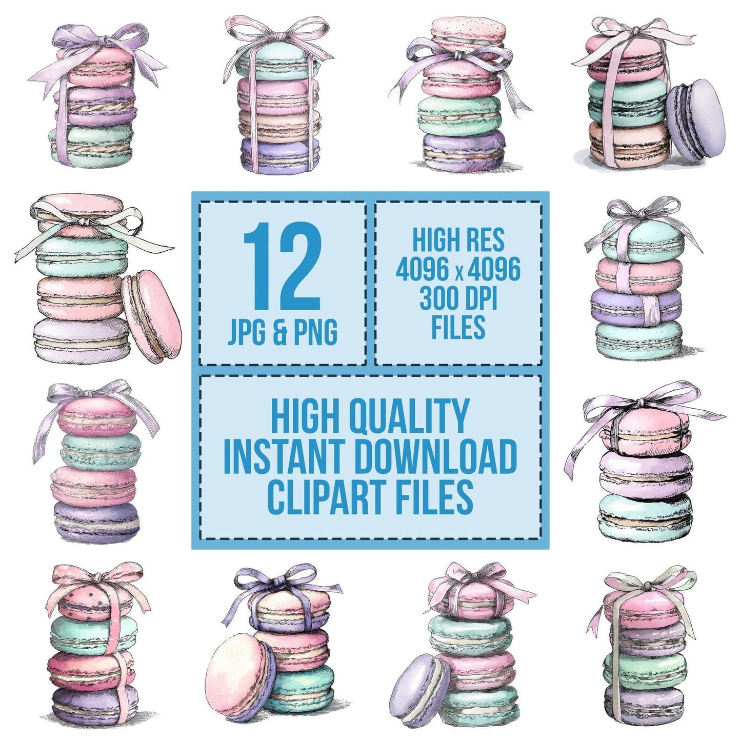 Watercolour Macaron Stack Clipart Set (DDD007199)