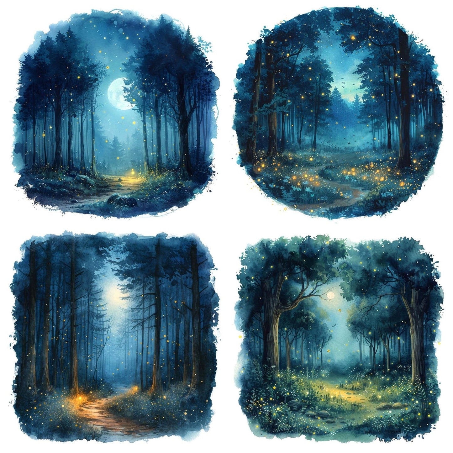 Watercolour Magical Night Forest Clipart Set (DDD007200)