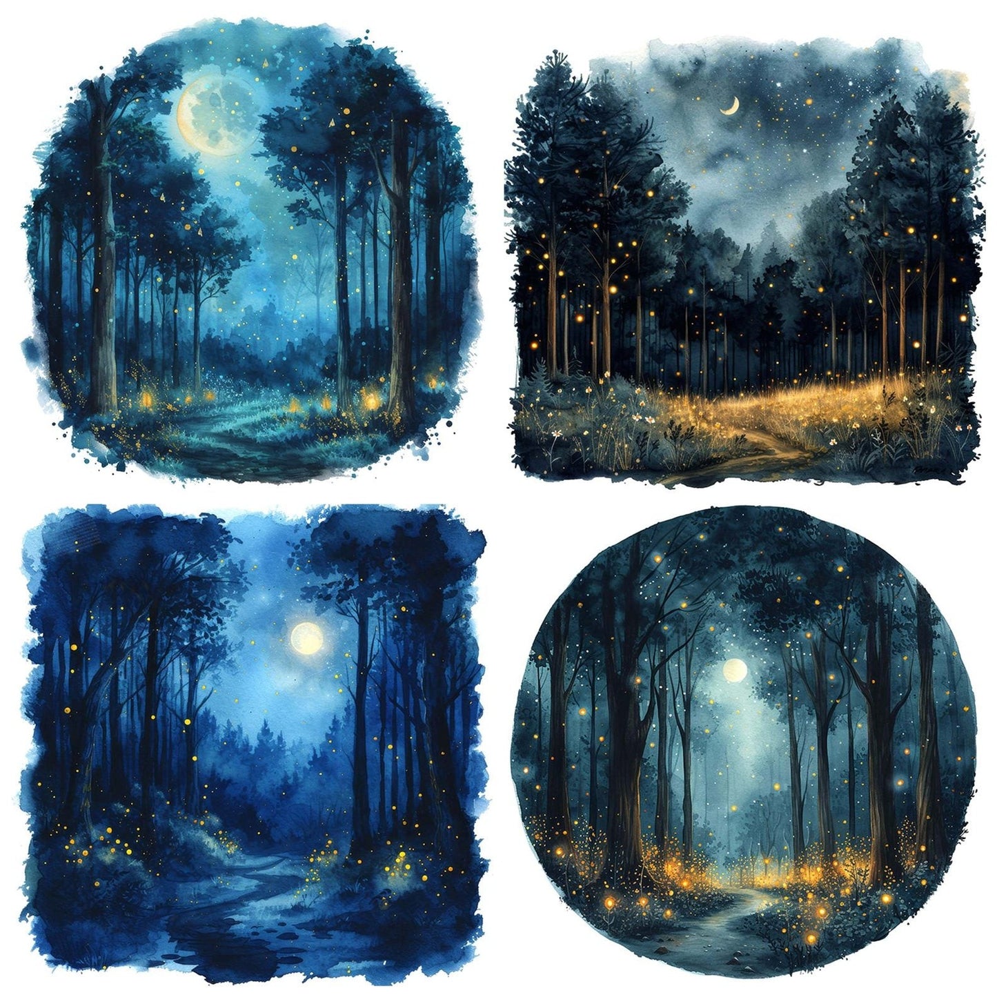 Watercolour Magical Night Forest Clipart Set (DDD007200)