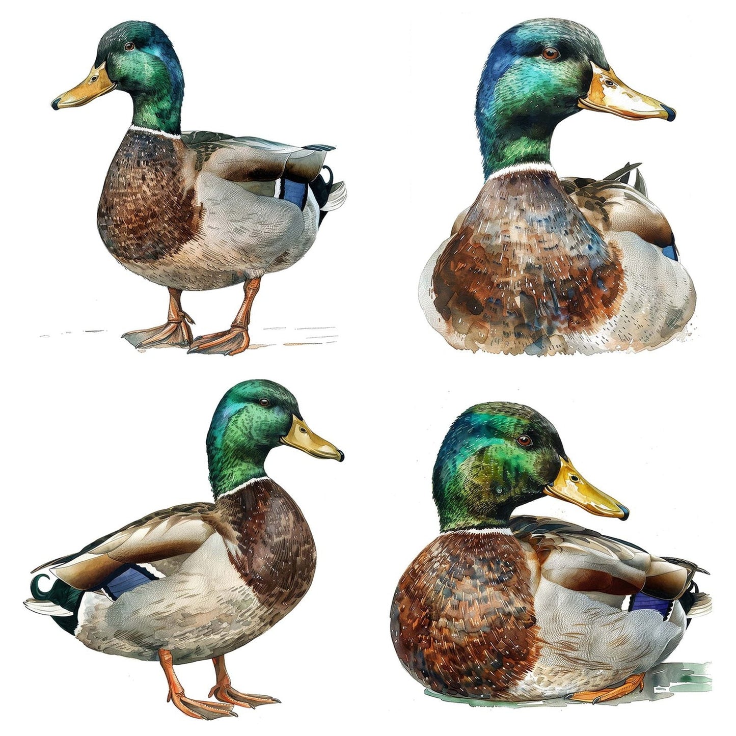 Watercolour Mallard Duck Clipart Set (DDD007207)