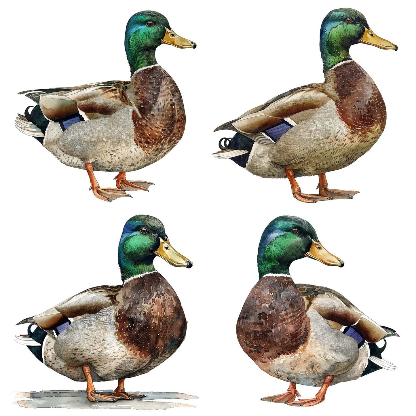 Watercolour Mallard Duck Clipart Set (DDD007207)