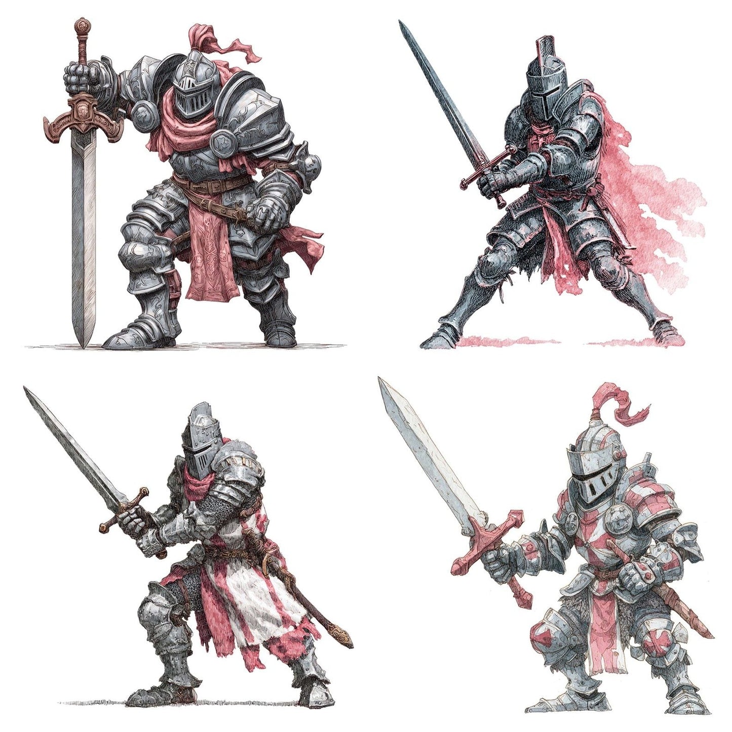 Watercolour Medieval Knight Clipart Set (DDD007212)