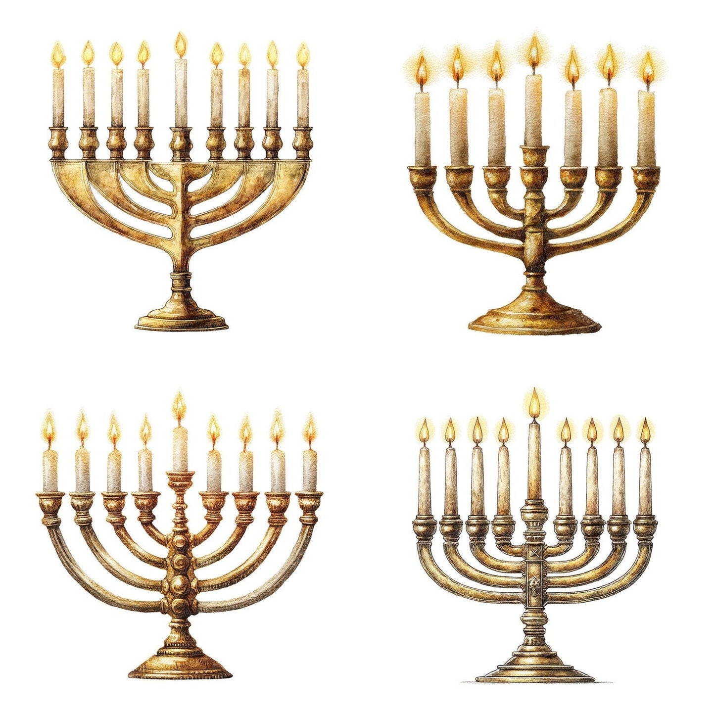 Watercolour Menorah Clipart Set (DDD007213)