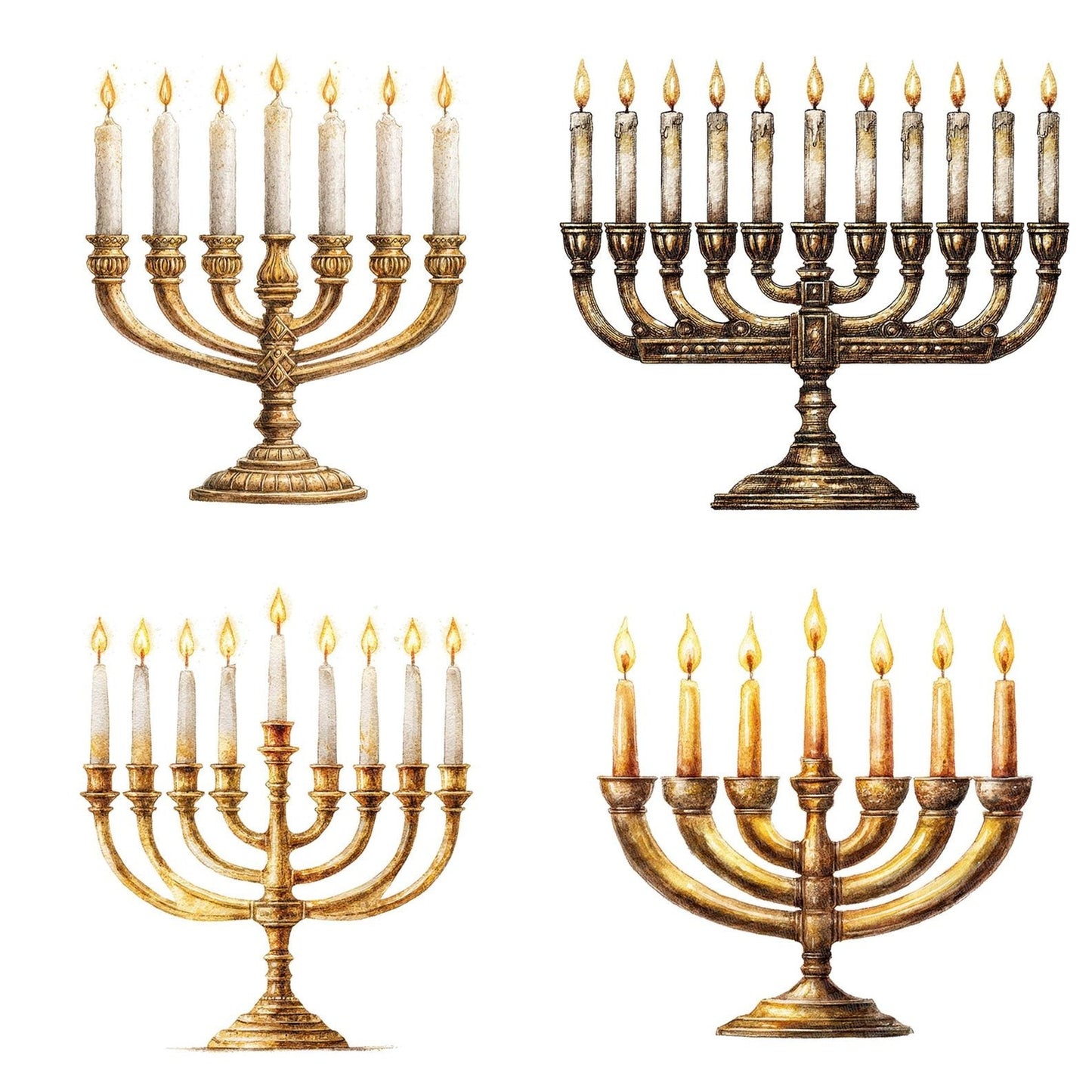 Watercolour Menorah Clipart Set (DDD007213)