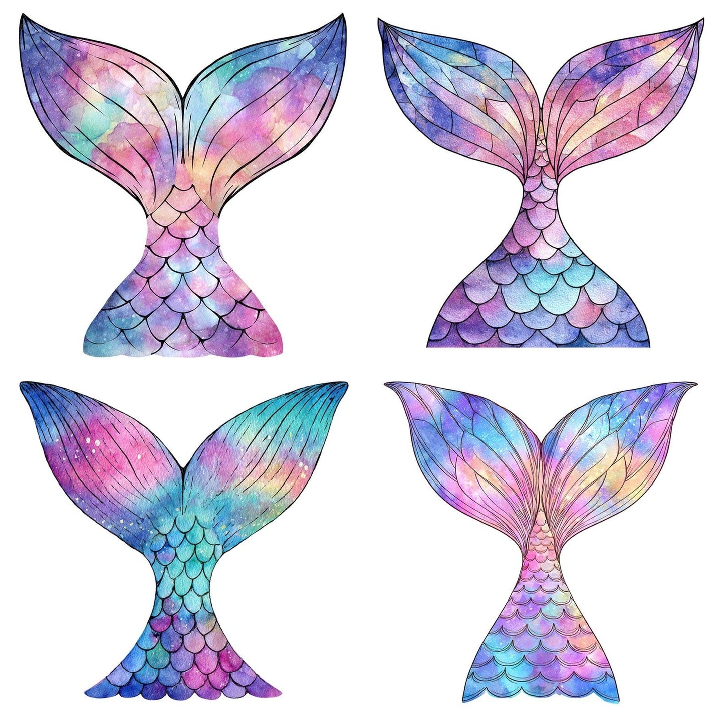 Watercolour Mermaid Tail Clipart Set (DDD007215)