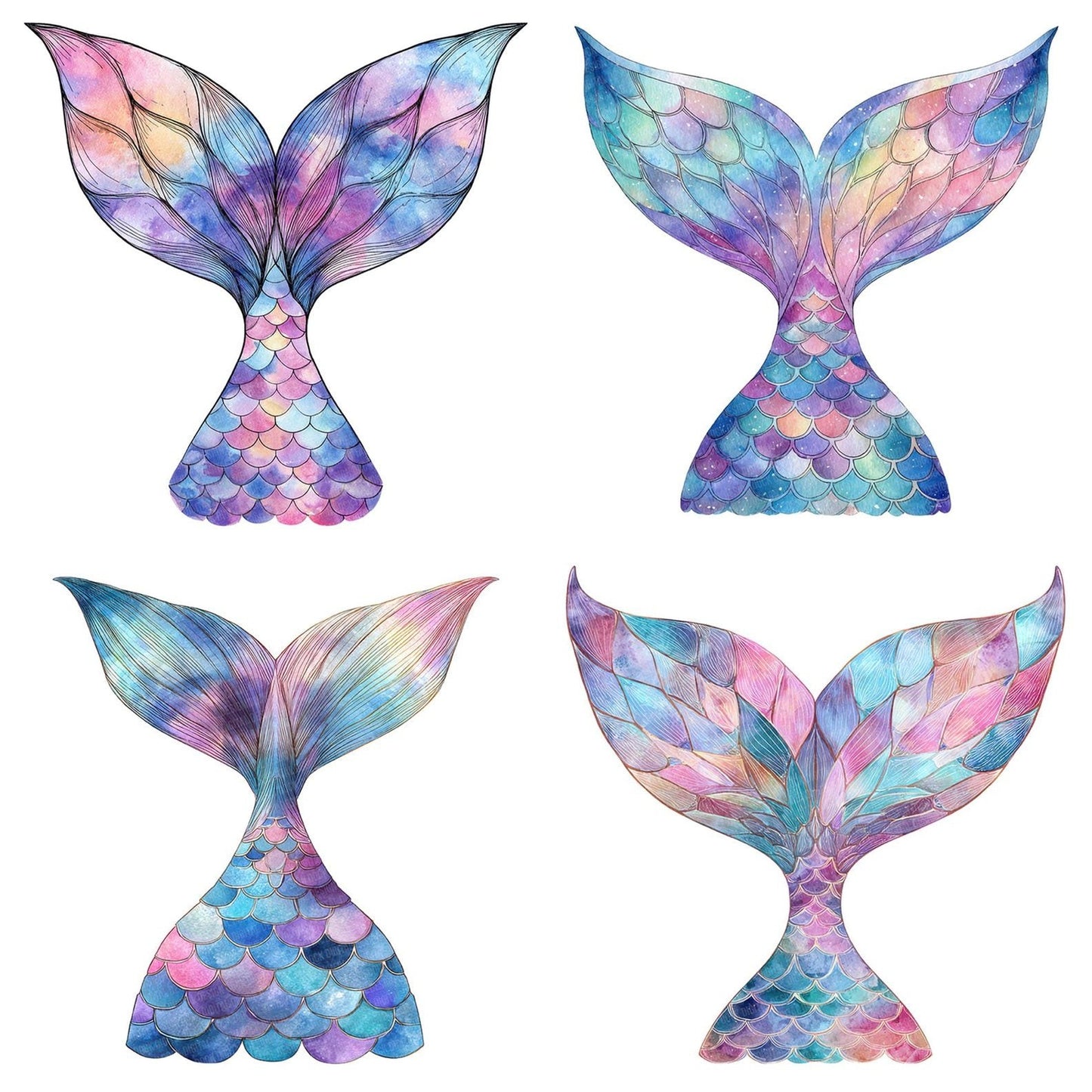 Watercolour Mermaid Tail Clipart Set (DDD007215)